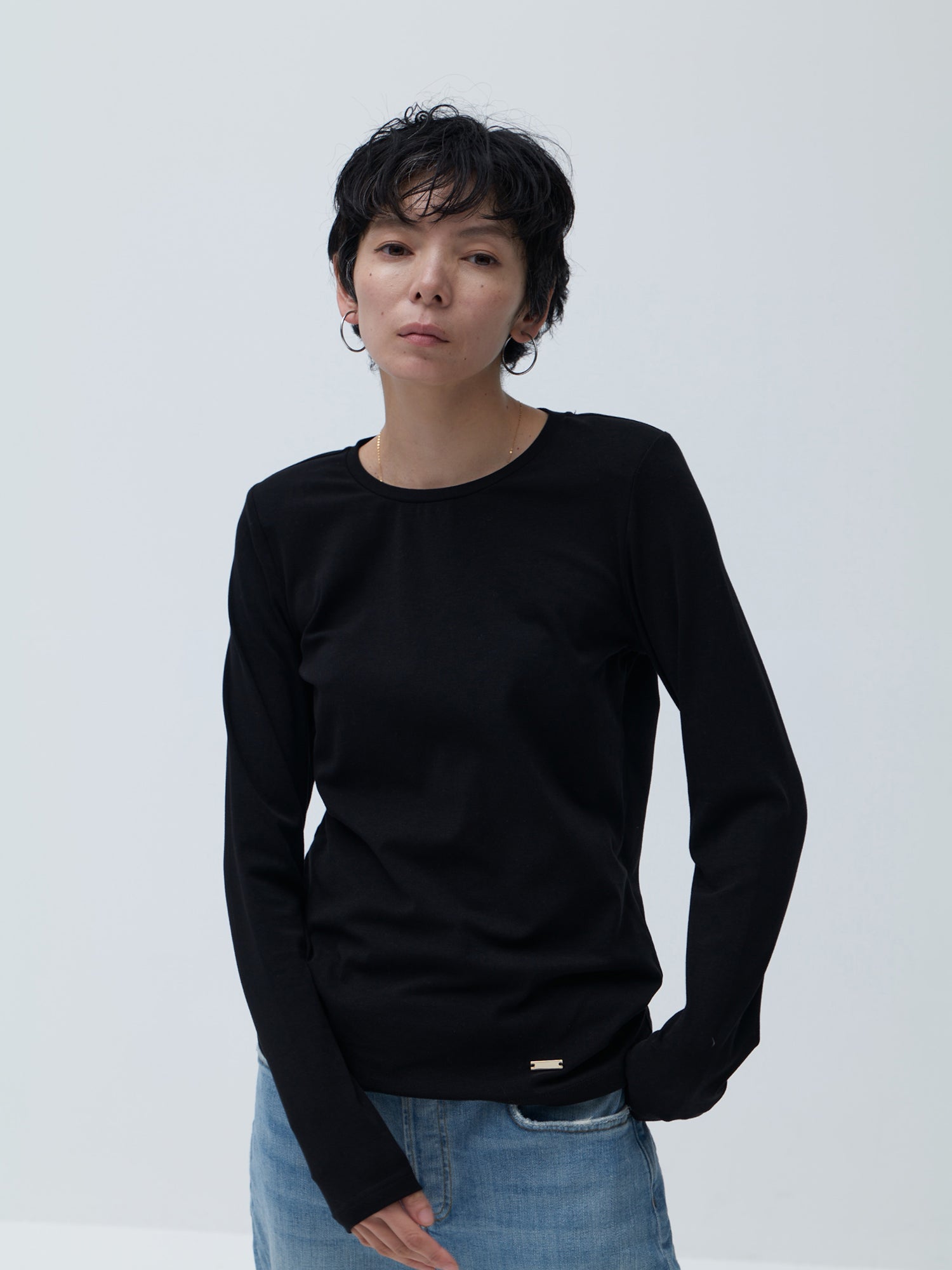 ブラウンアンドストリート Brown&Street 肩パット入りロンT （ブラック） ブラック