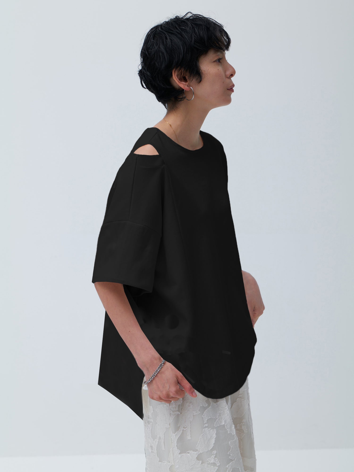 ブラウンアンドストリート Brown&Street カッティングショルダーカットソー （ブラック） ブラック
