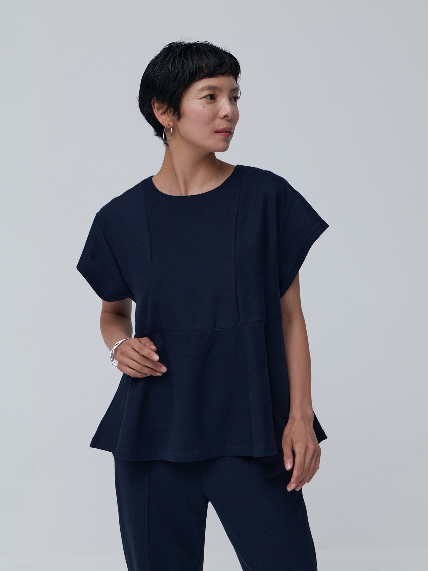ブラウンアンドストリート Brown&Street 【Daily Luxe】ペプラムトップス （ネイビー） ネイビー