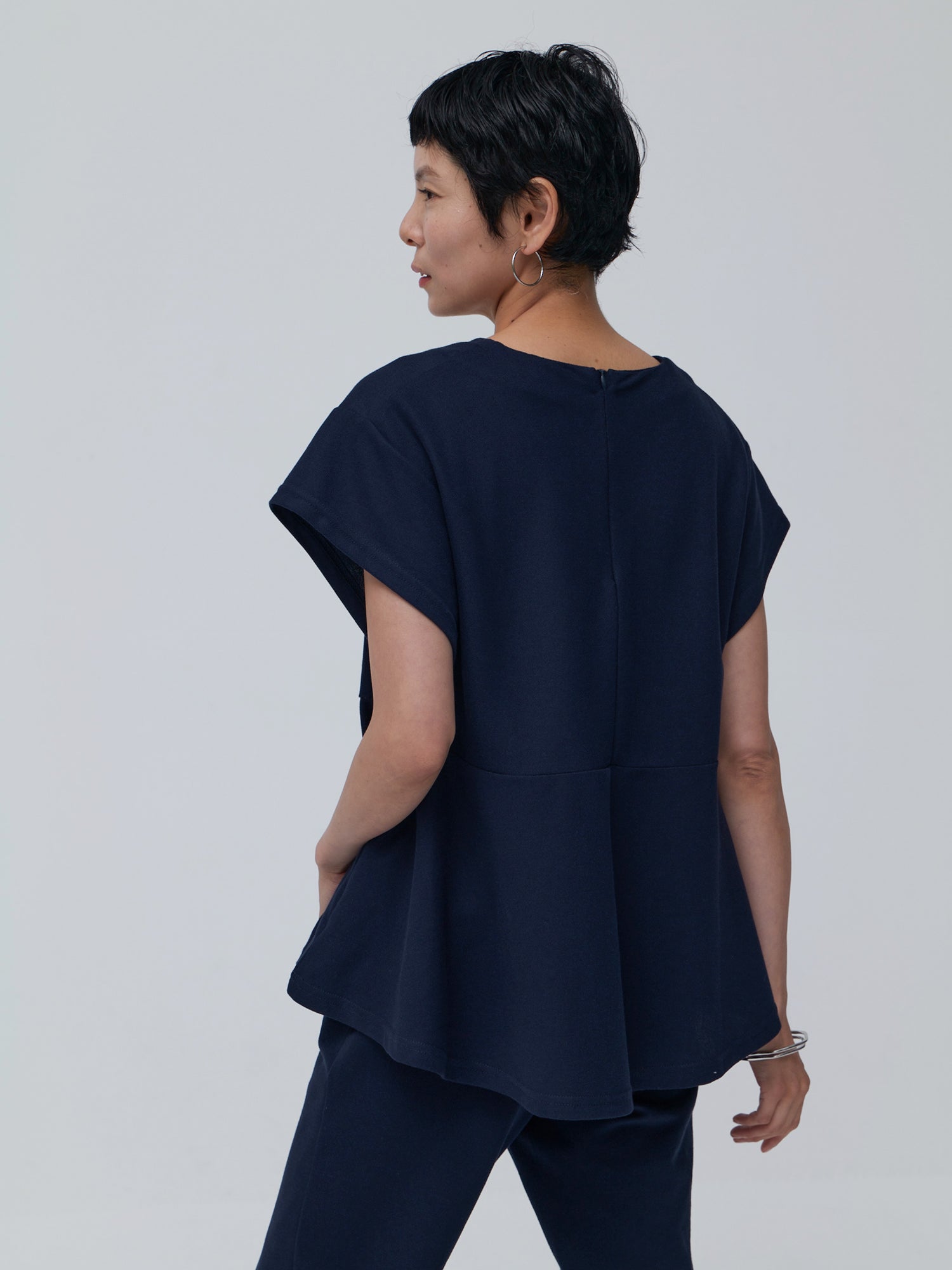 ブラウンアンドストリート Brown&Street 【Daily Luxe】ペプラムトップス （ネイビー） ネイビー