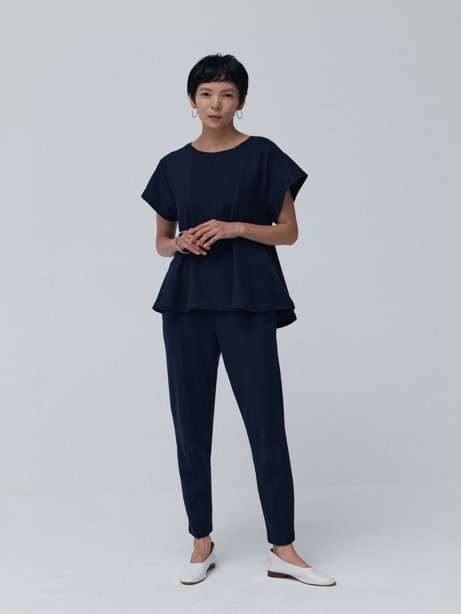 ブラウンアンドストリート Brown&Street 【Daily Luxe】ペプラムトップス （ネイビー） ネイビー