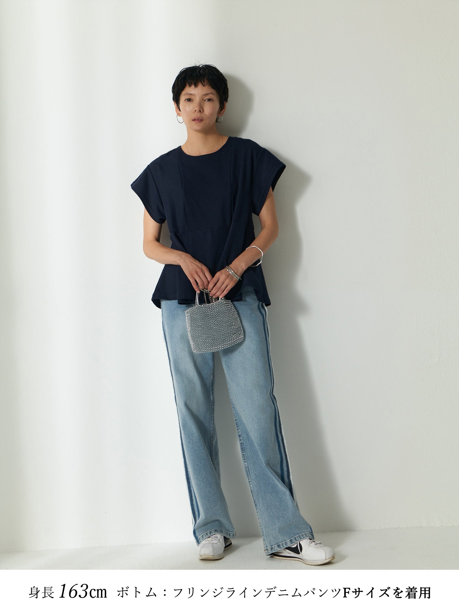 ブラウンアンドストリート Brown&Street 【Daily Luxe】ペプラムトップス （ネイビー） ネイビー