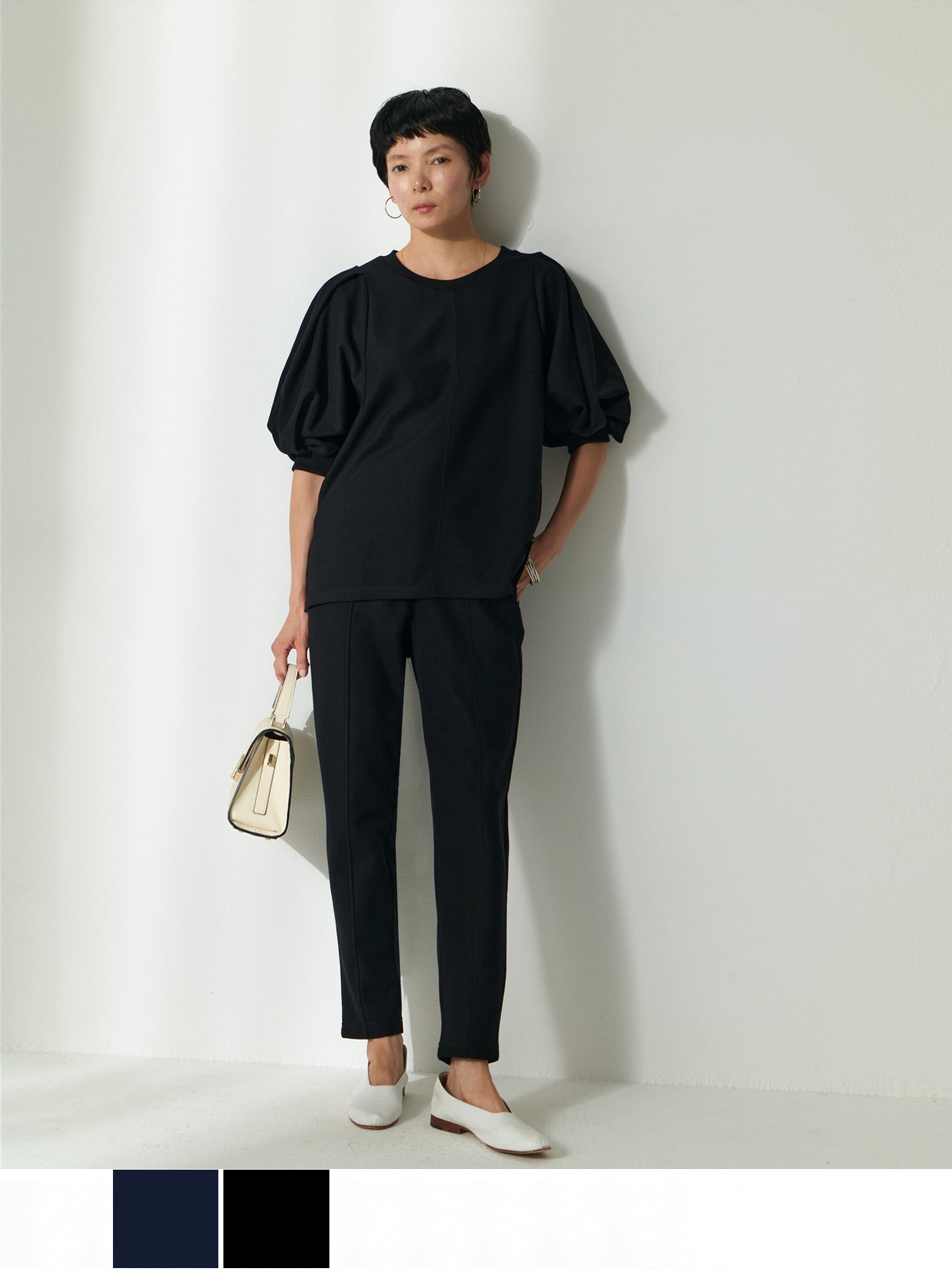 ブラウンアンドストリート Brown&Street 【Daily Luxe】パフスリーブトップス （ブラック） ブラック