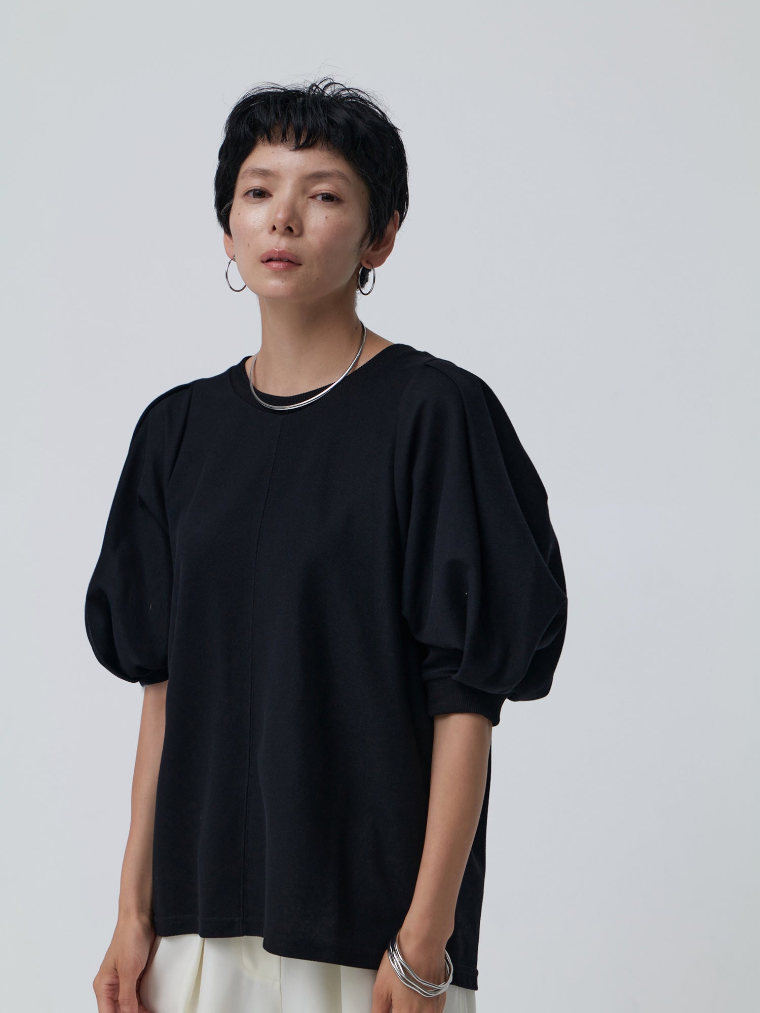 ブラウンアンドストリート Brown&Street 【Daily Luxe】パフスリーブトップス （ブラック） ブラック