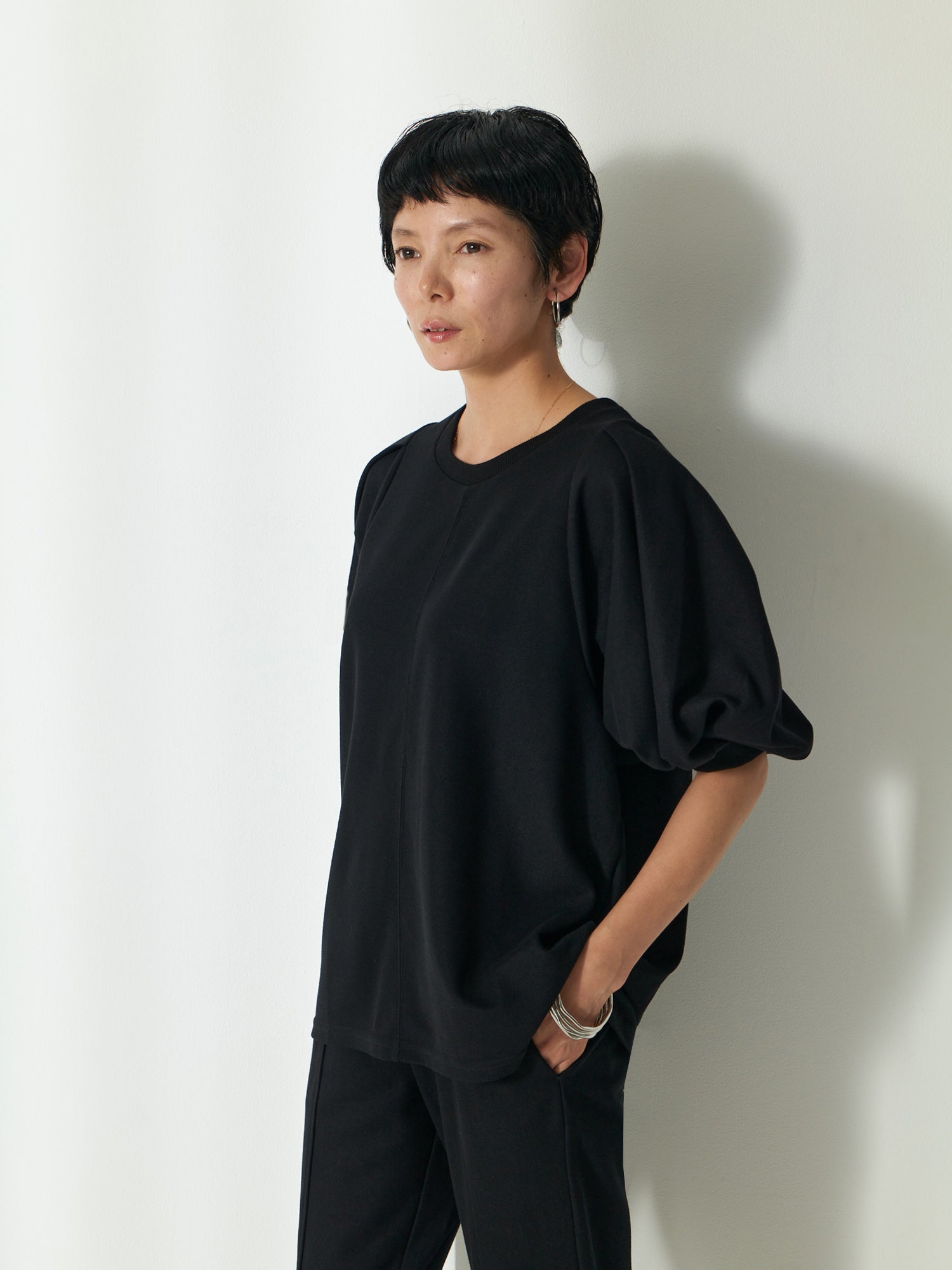 ブラウンアンドストリート Brown&Street 【Daily Luxe】パフスリーブトップス （ブラック） ブラック
