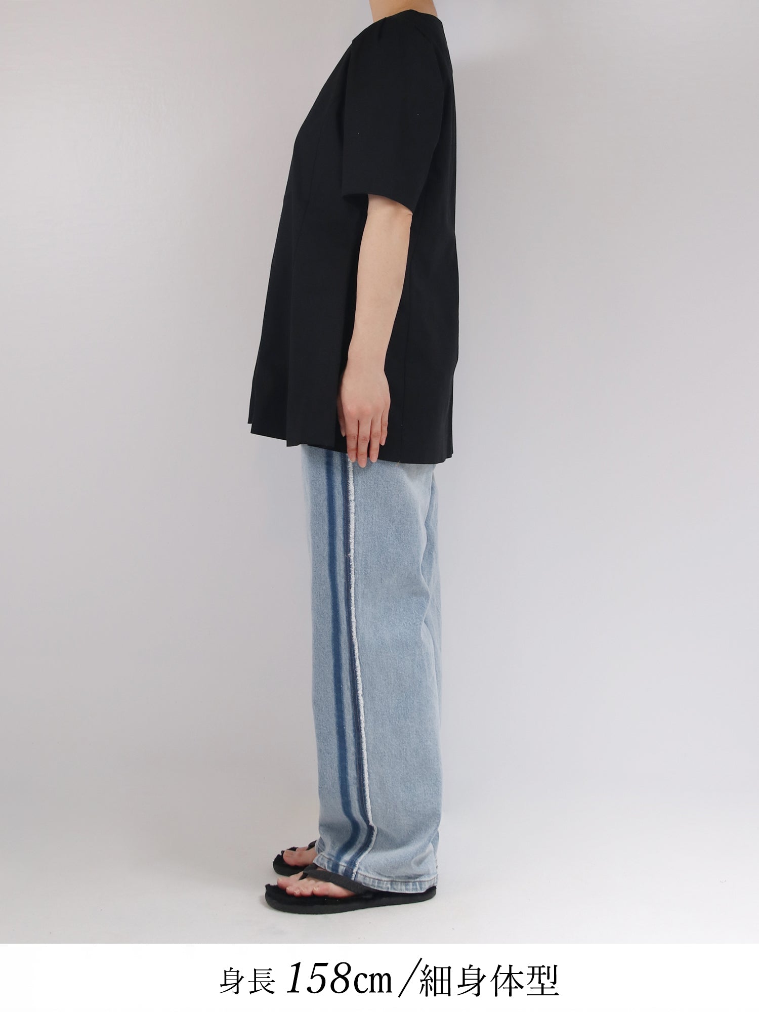 ブラウンアンドストリート Brown&Street リネン混ウエストライントップス （ブラック） ブラック