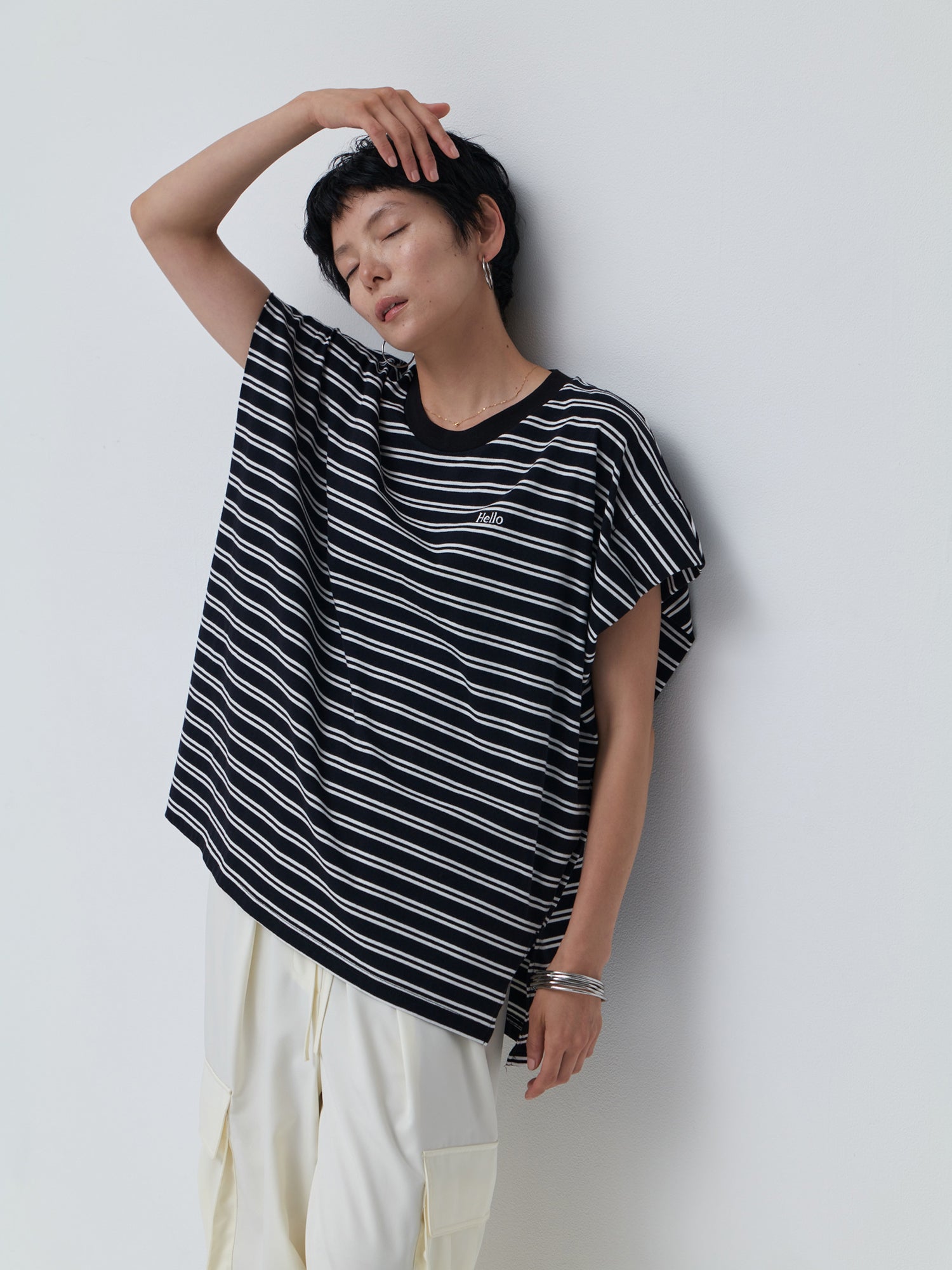 ブラウンアンドストリート Brown&Street HelloボーダーT （ブラック） ブラック
