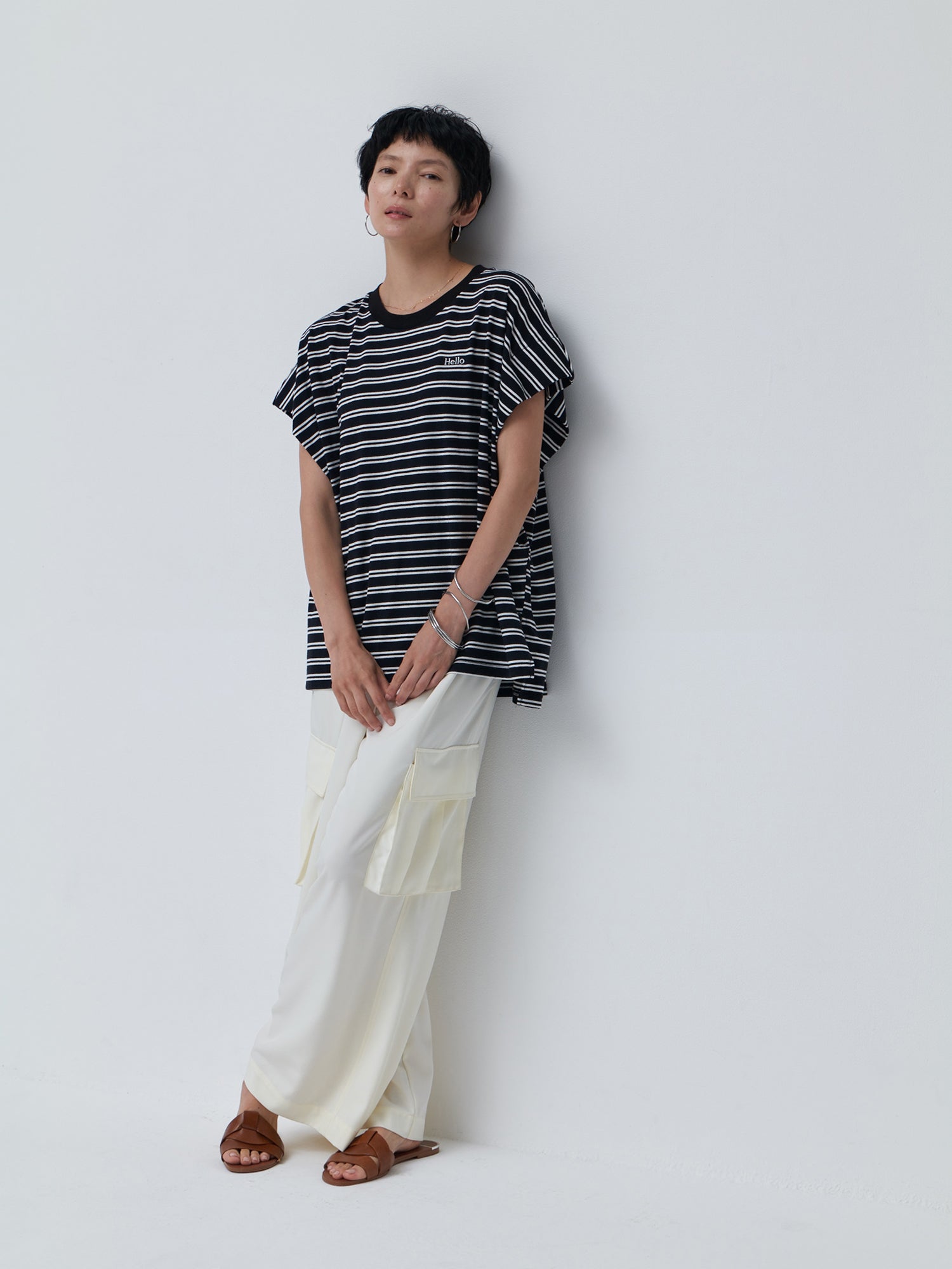 ブラウンアンドストリート Brown&Street HelloボーダーT （ブラック） ブラック