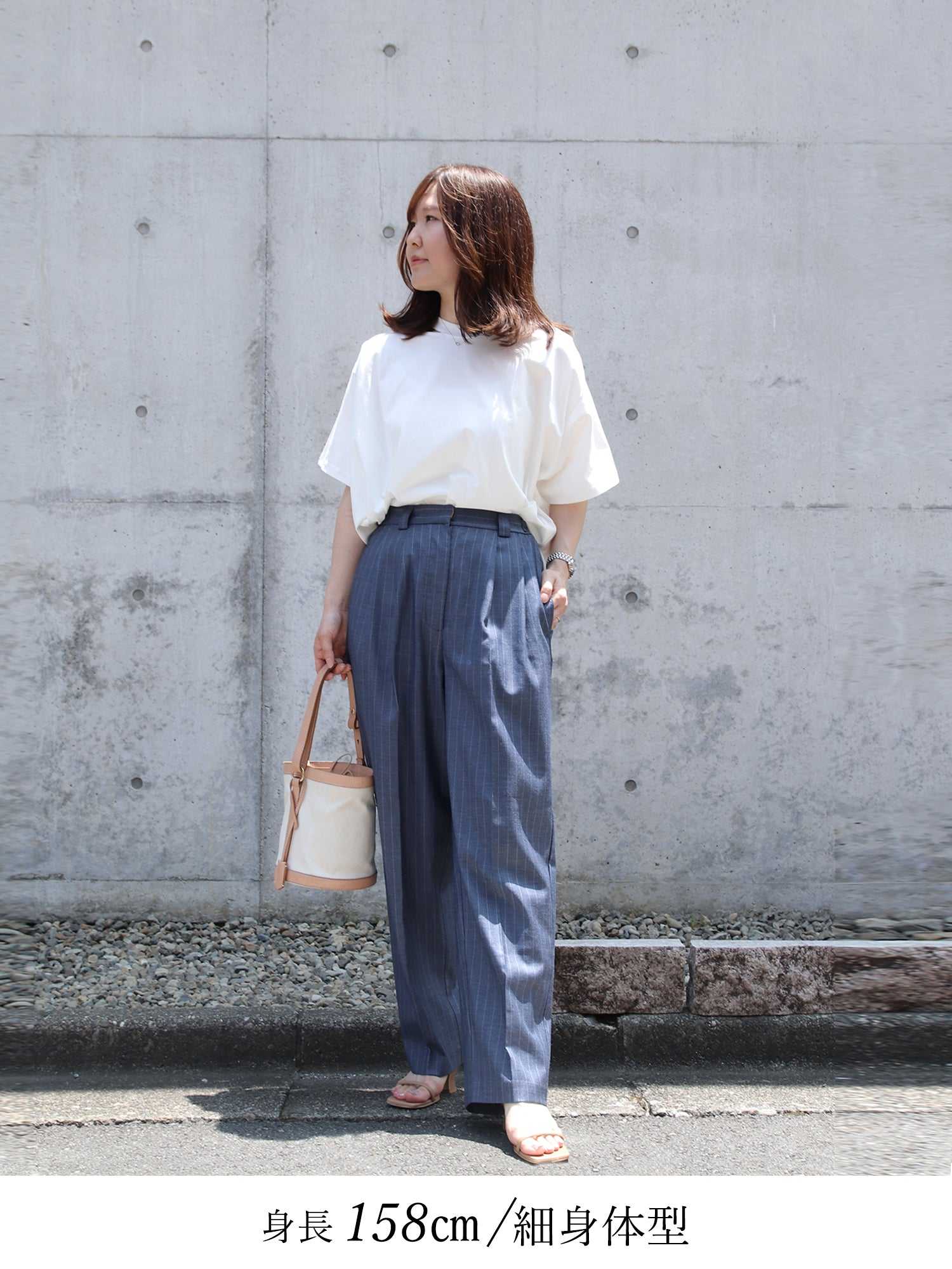 ブラウンアンドストリート Brown&Street 【NEW素材】ネックデザインTシャツ （ホワイト） ホワイト