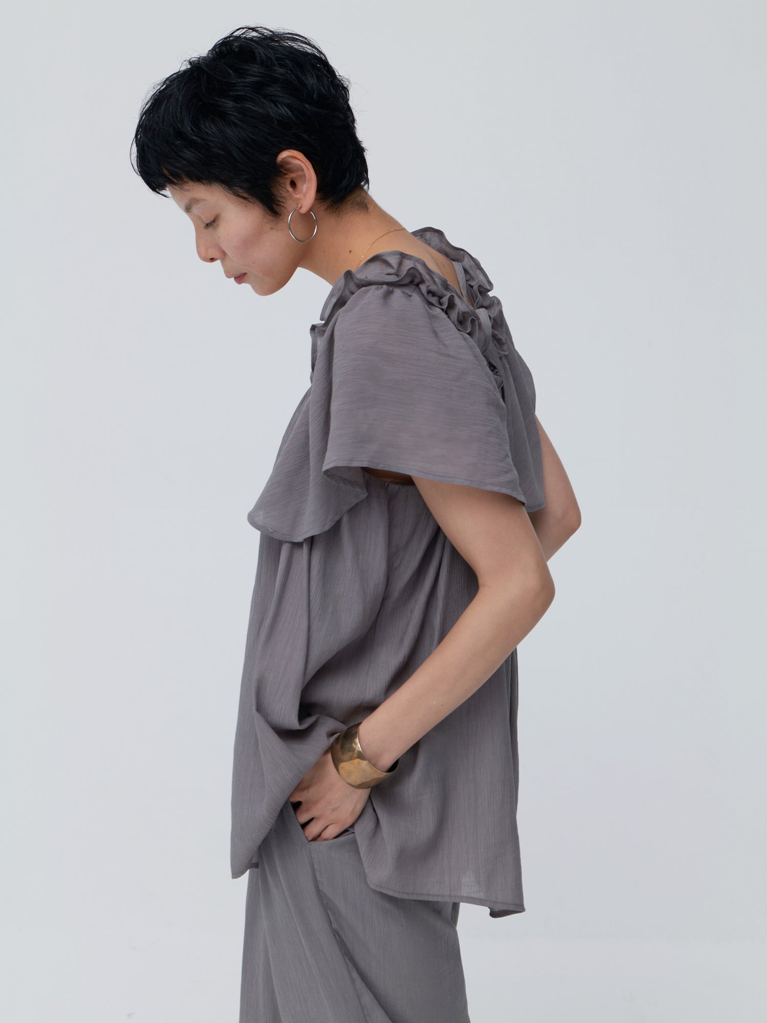ブラウンアンドストリート Brown&Street ギャザースクエアトップス【セットアップ対応】 （グレー） グレー