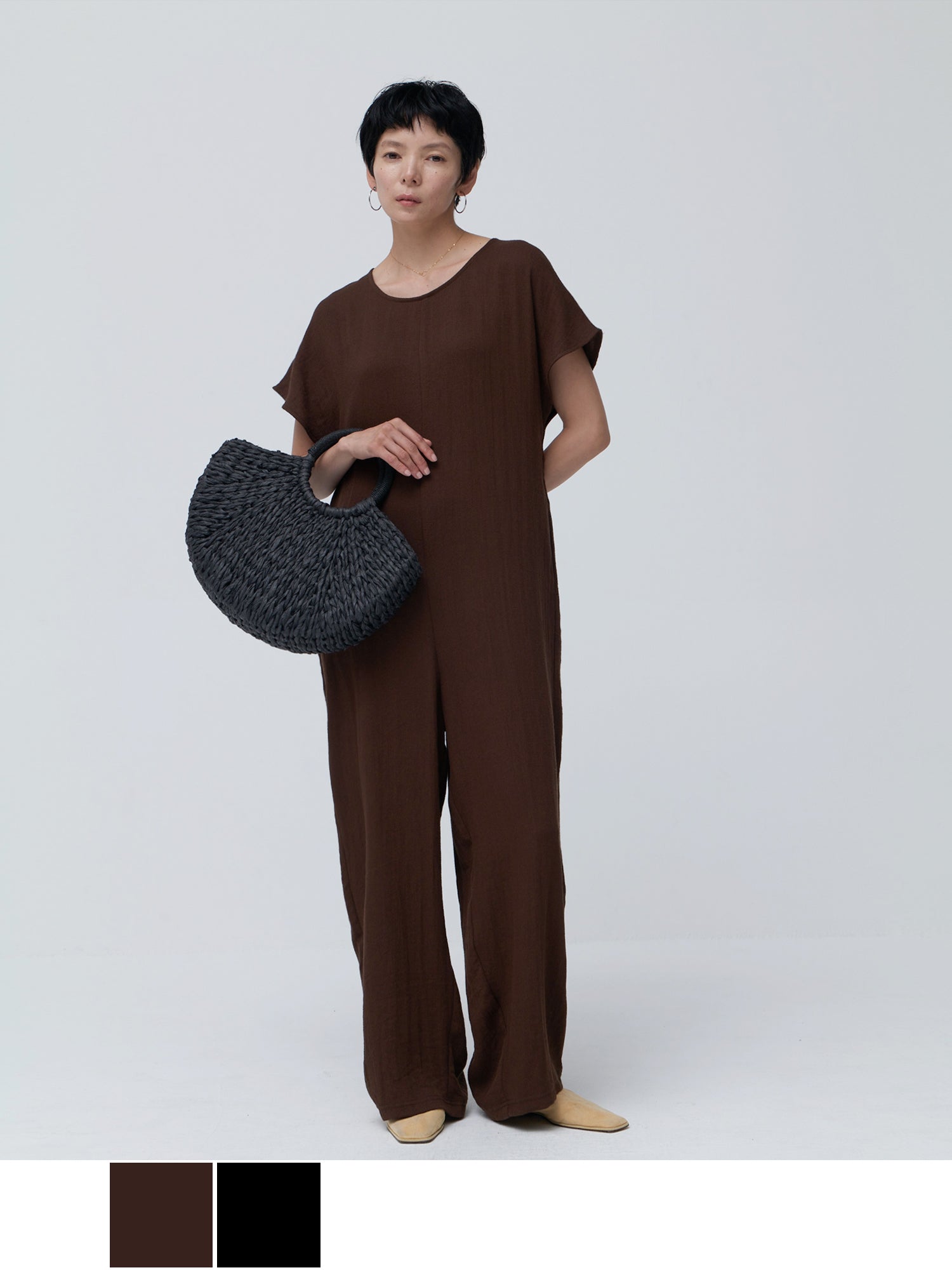 ブラウンアンドストリート Brown&Street リネンライクオールインワン （ダークブラウン） ダークブラウン