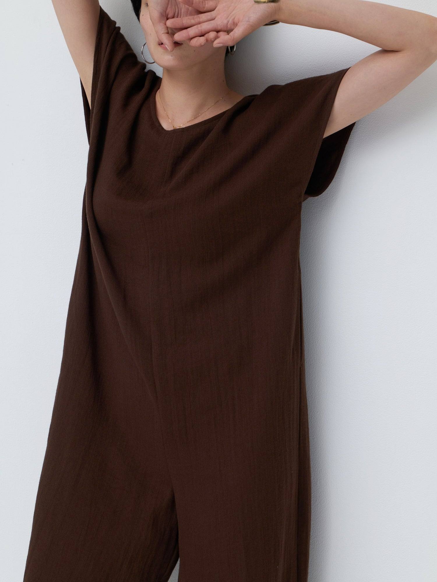 ブラウンアンドストリート Brown&Street リネンライクオールインワン （ダークブラウン） ダークブラウン
