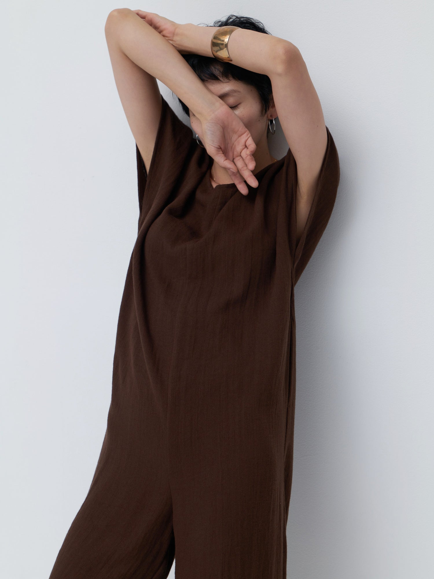 ブラウンアンドストリート Brown&Street リネンライクオールインワン （ダークブラウン） ダークブラウン