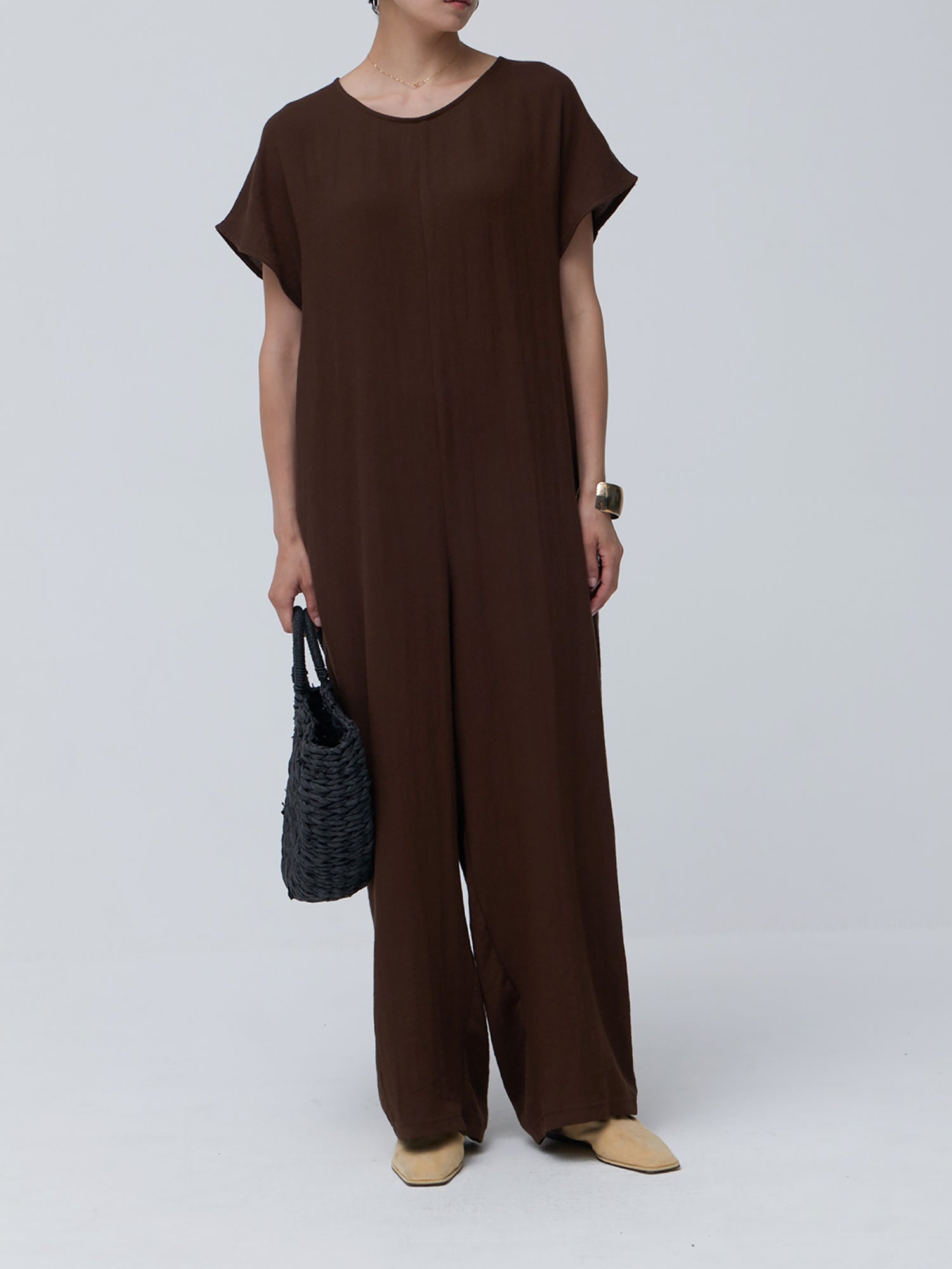 ブラウンアンドストリート Brown&Street リネンライクオールインワン （ダークブラウン） ダークブラウン
