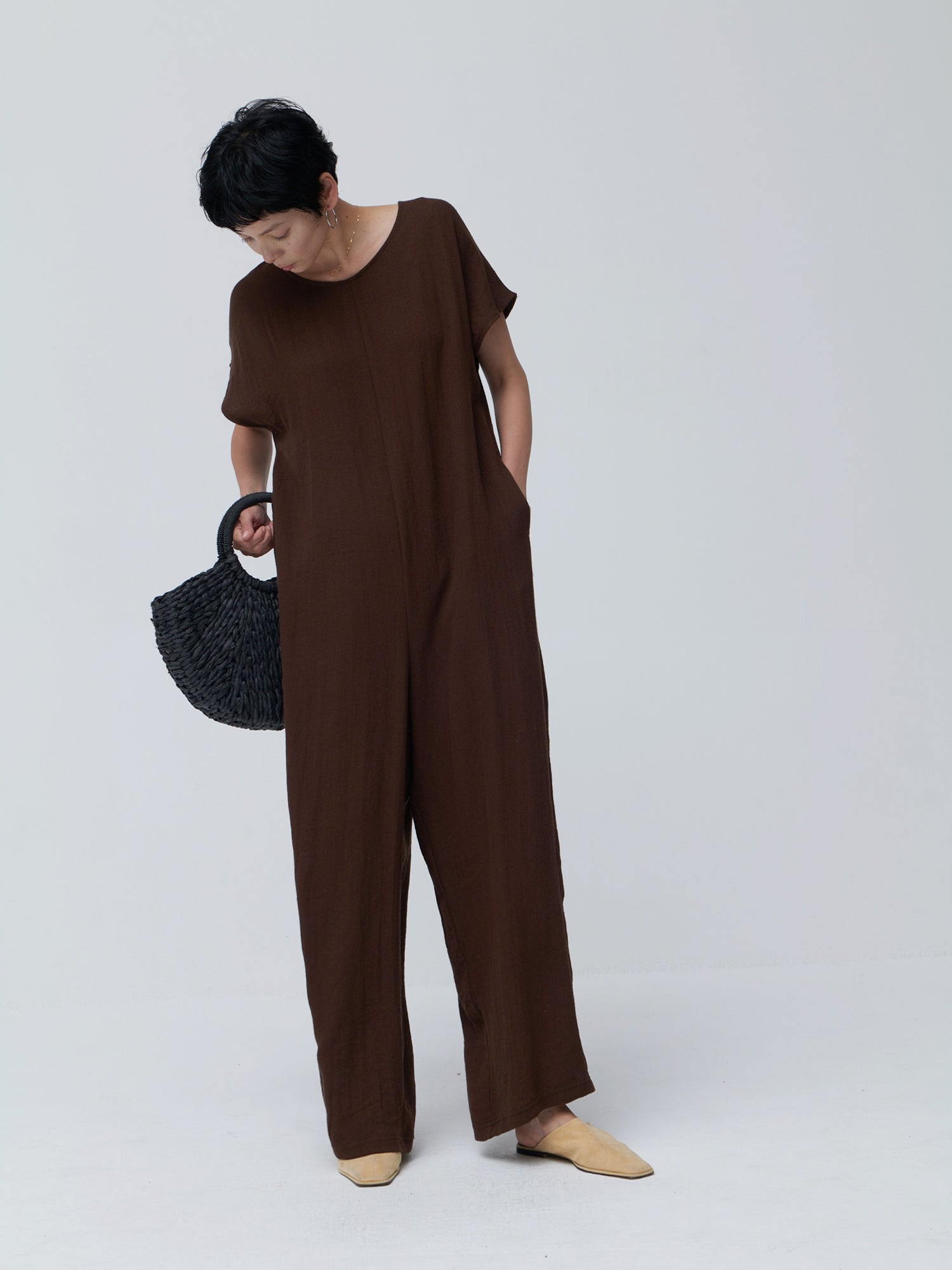 ブラウンアンドストリート Brown&Street リネンライクオールインワン （ダークブラウン） ダークブラウン