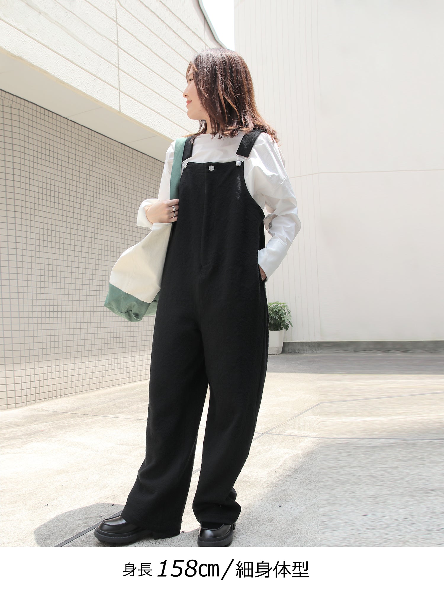 ブラウンアンドストリート Brown&Street ジャガードフラワーオーバーオール （ブラック） ブラック