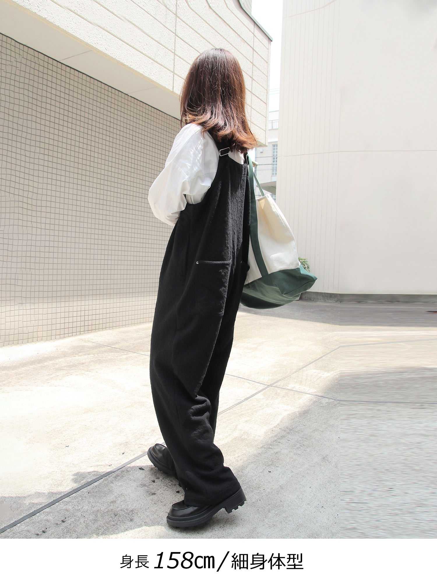 ブラウンアンドストリート Brown&Street ジャガードフラワーオーバーオール （ブラック） ブラック