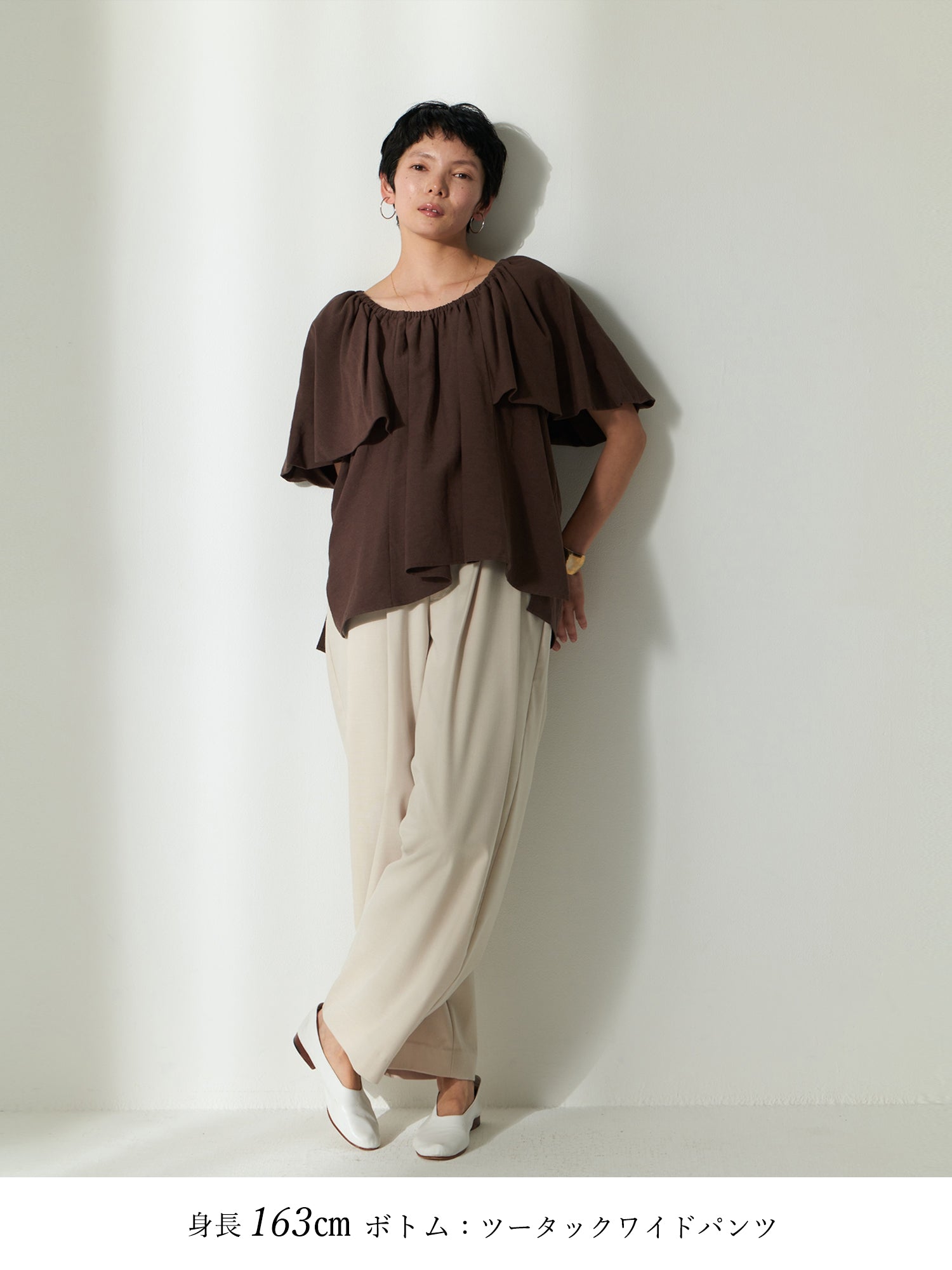 ブラウンアンドストリート Brown&Street スフレバルーンスリーブトップス （ダークブラウン） ダークブラウン
