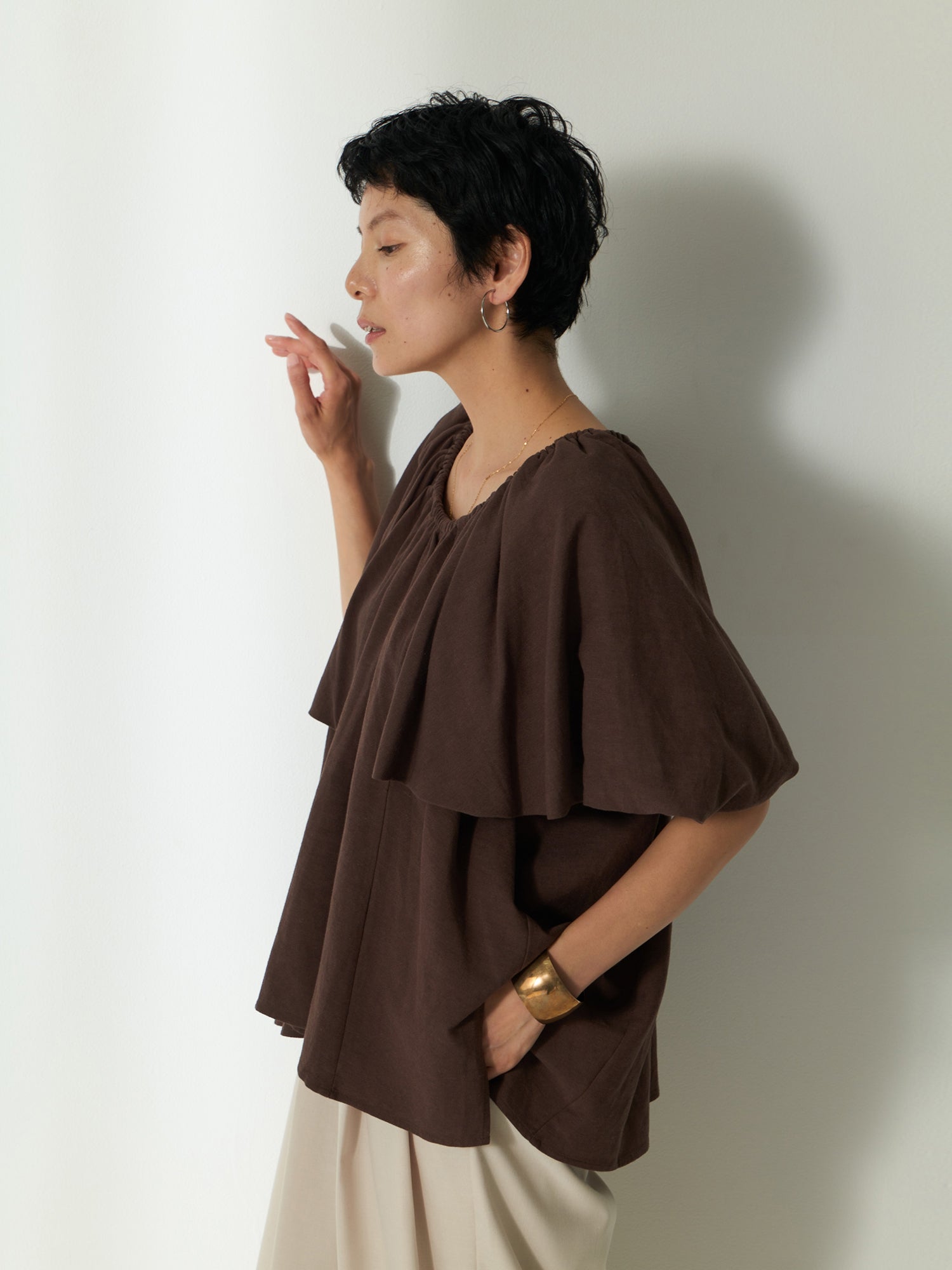 ブラウンアンドストリート Brown&Street スフレバルーンスリーブトップス （ダークブラウン） ダークブラウン