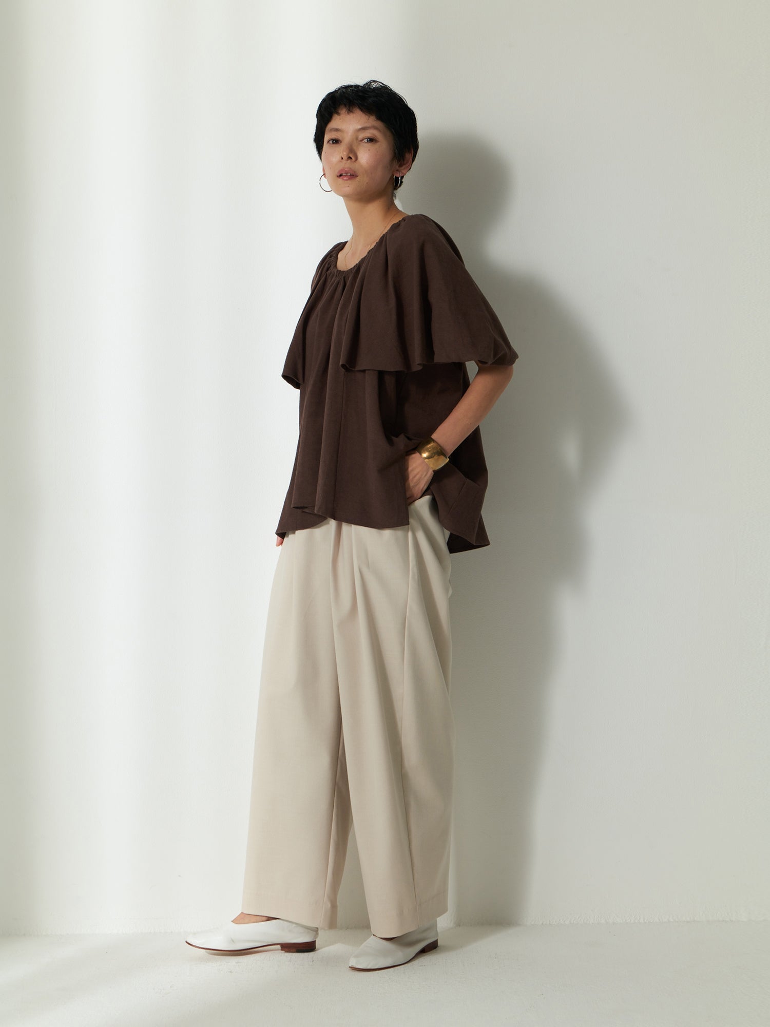 ブラウンアンドストリート Brown&Street スフレバルーンスリーブトップス （ダークブラウン） ダークブラウン