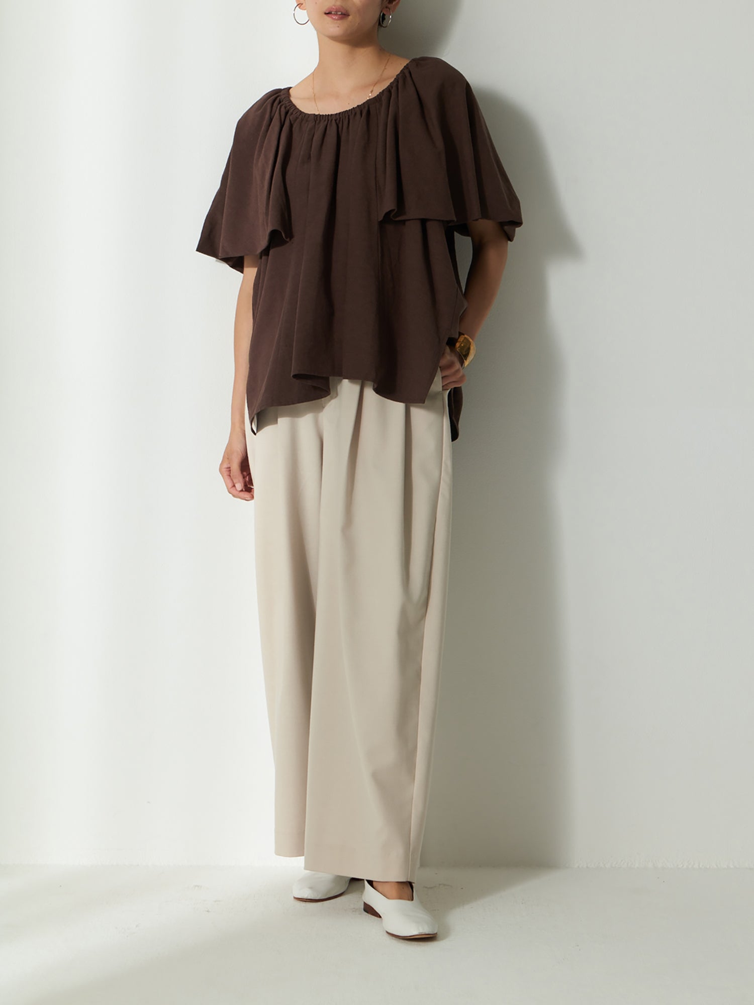 ブラウンアンドストリート Brown&Street スフレバルーンスリーブトップス （ダークブラウン） ダークブラウン