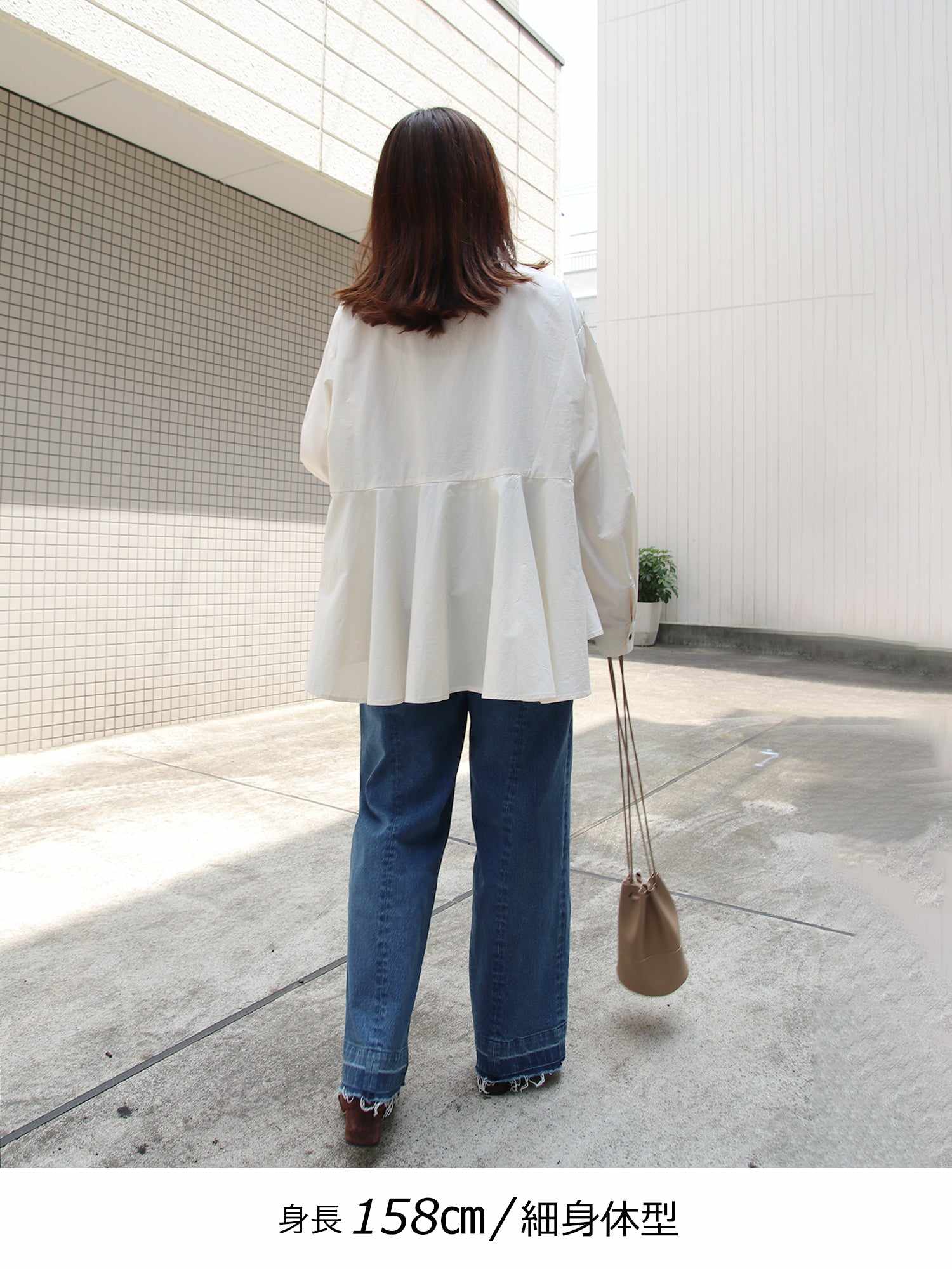 ブラウンアンドストリート Brown&Street Vネックペプラムシャツ （アイボリー） アイボリー