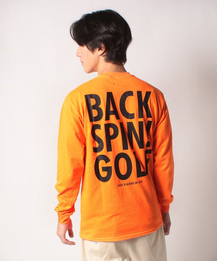 バックスピン BACK SPIN! BACKSPIN! BACK LOGO Long Tshirt,ネオンオレンジ