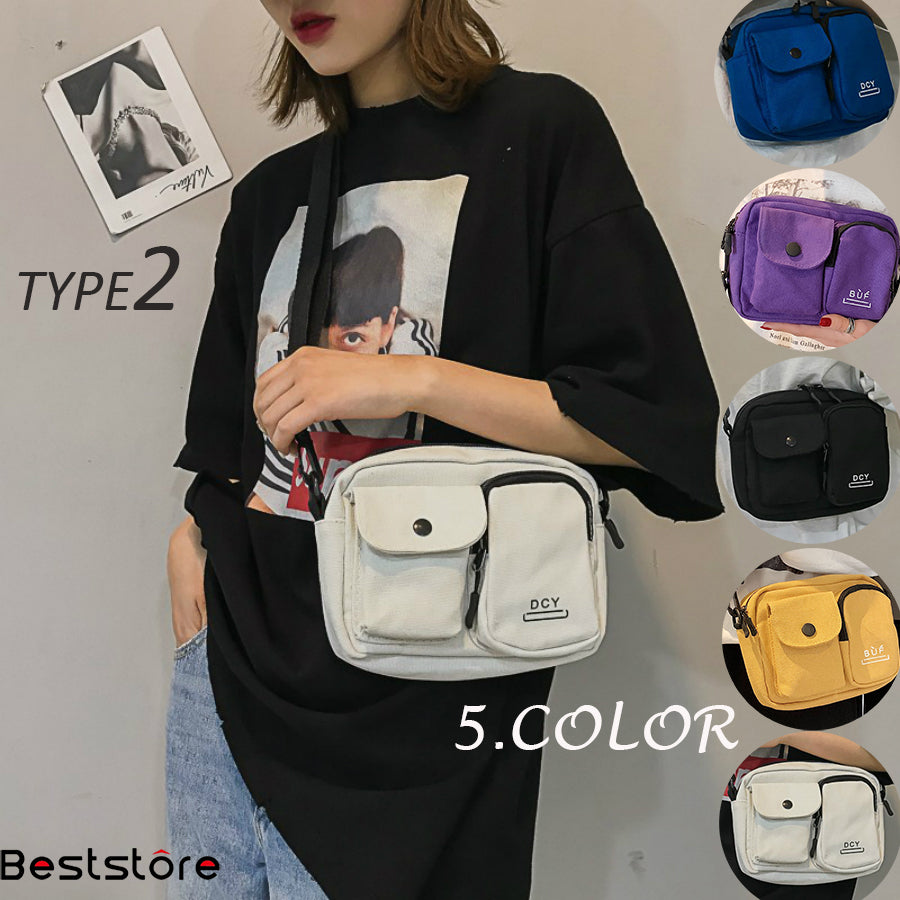 ベストストア Beststore レディースファッション通販キャンバスバッグ レディース ショルダーバッグウウエストポーチ 軽量 多収納 斜めがけバッグ 多機能 ミニバッグ