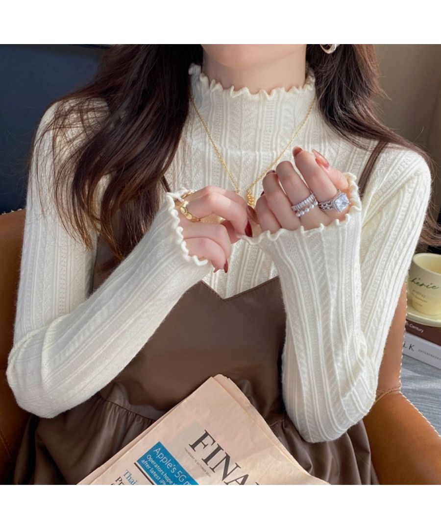 最佳商店 Beststore 上衣 毛衣 高領 蕾絲領 無圖案 長袖 毛衣 內搭 T恤 毛衣 韓國時尚毛衣 薄款 春季新作 蕾絲毛衣 伸縮性 休閒