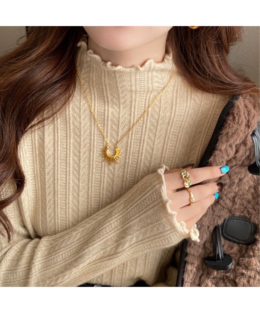 最佳商店 Beststore 上衣 毛衣 高領 蕾絲領 無圖案 長袖 毛衣 內搭 T恤 毛衣 韓國時尚毛衣 薄款 春季新作 蕾絲毛衣 伸縮性 休閒