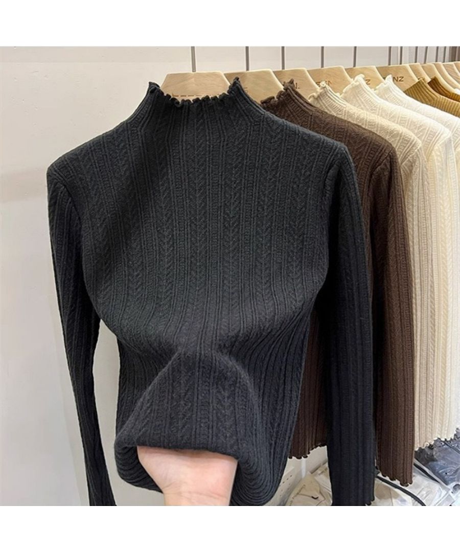 最佳商店 Beststore 上衣 毛衣 高領 蕾絲領 無圖案 長袖 毛衣 內搭 T恤 毛衣 韓國時尚毛衣 薄款 春季新作 蕾絲毛衣 伸縮性 休閒