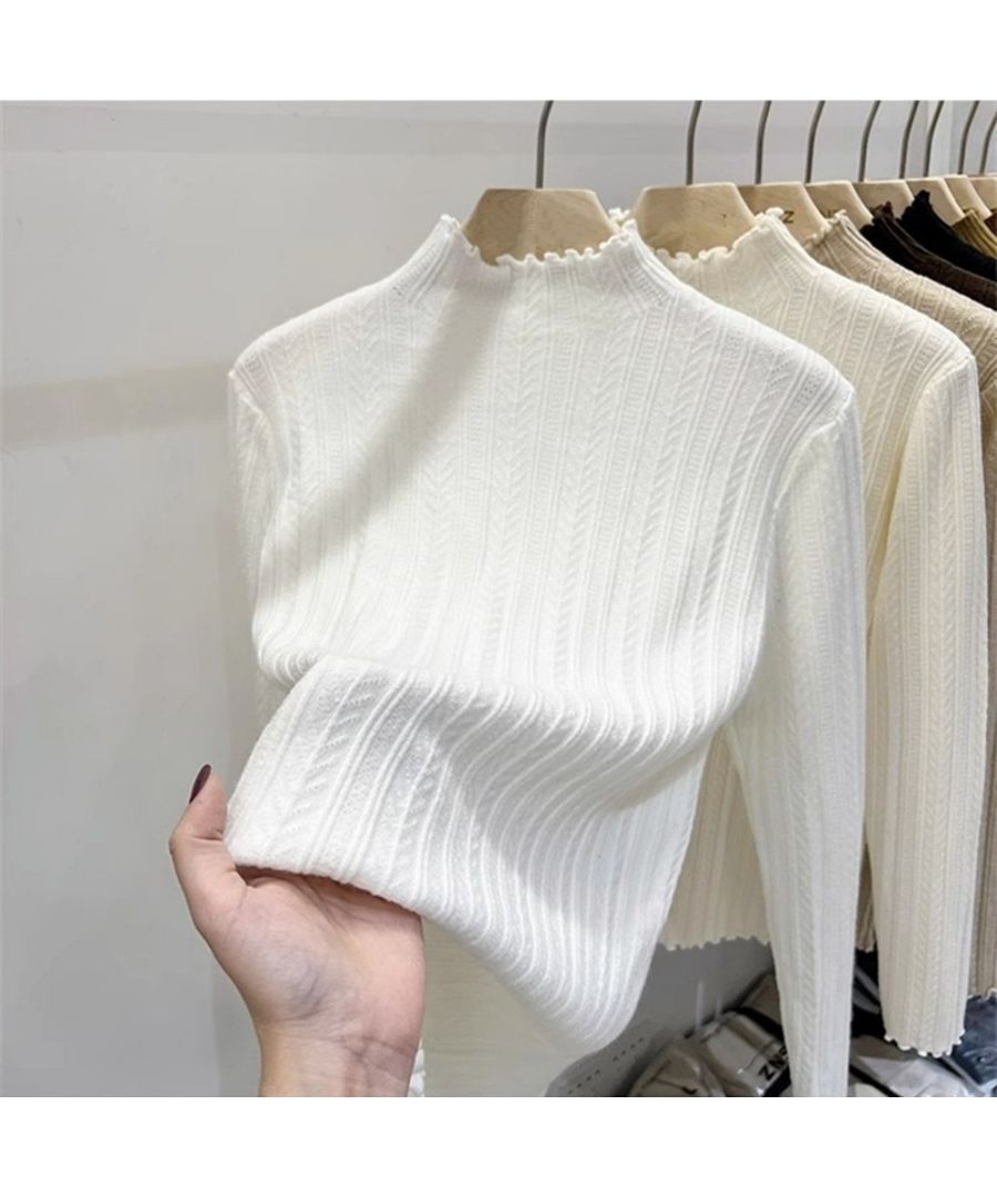 最佳商店 Beststore 上衣 毛衣 高領 蕾絲領 無圖案 長袖 毛衣 內搭 T恤 毛衣 韓國時尚毛衣 薄款 春季新作 蕾絲毛衣 伸縮性 休閒