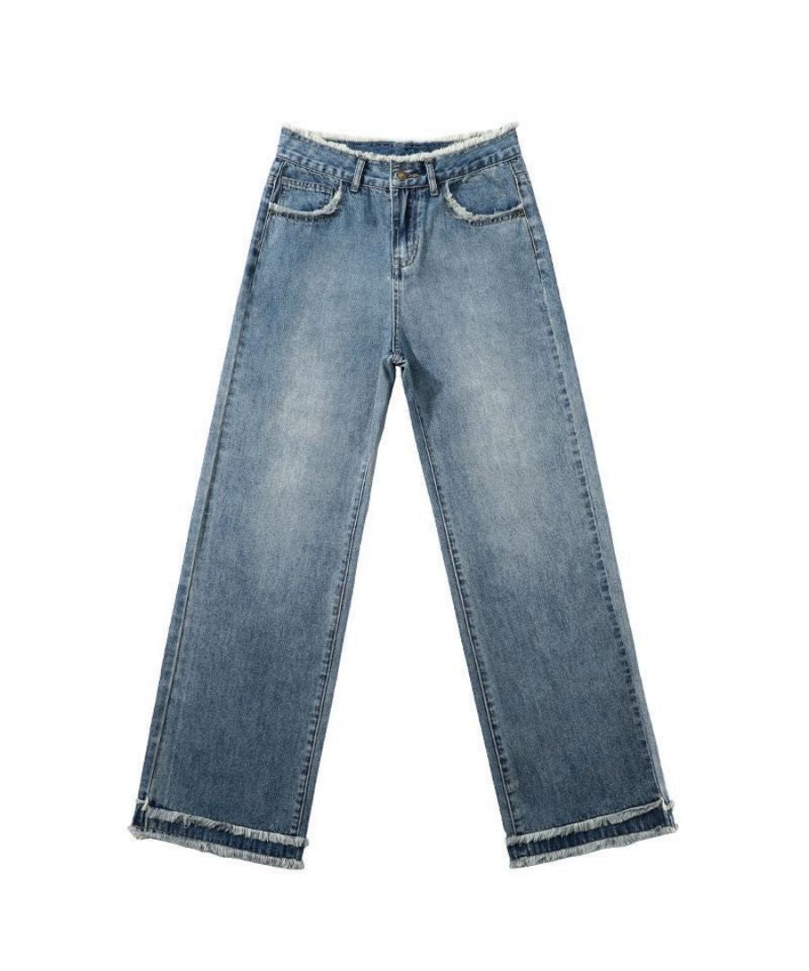 ベストストア Beststore レディース デニム ワイドパンツ ハイウエスト 脚長 ストレートパンツ 着やせ カジュアル ジーンズ ロング丈 韓国ファッション ゆったり レトロ 春新作 セミ