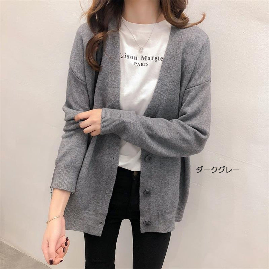 最佳商店 Beststore 女裝時尚網購 外套 毛衣開衫 寬鬆 秋冬 新款 短版外套 V領 開衫 體型修飾 長袖 伸縮性 按扣開衫