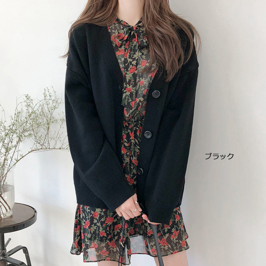 最佳商店 Beststore 女裝時尚網購 外套 毛衣開衫 寬鬆 秋冬 新款 短版外套 V領 開衫 體型修飾 長袖 伸縮性 按扣開衫