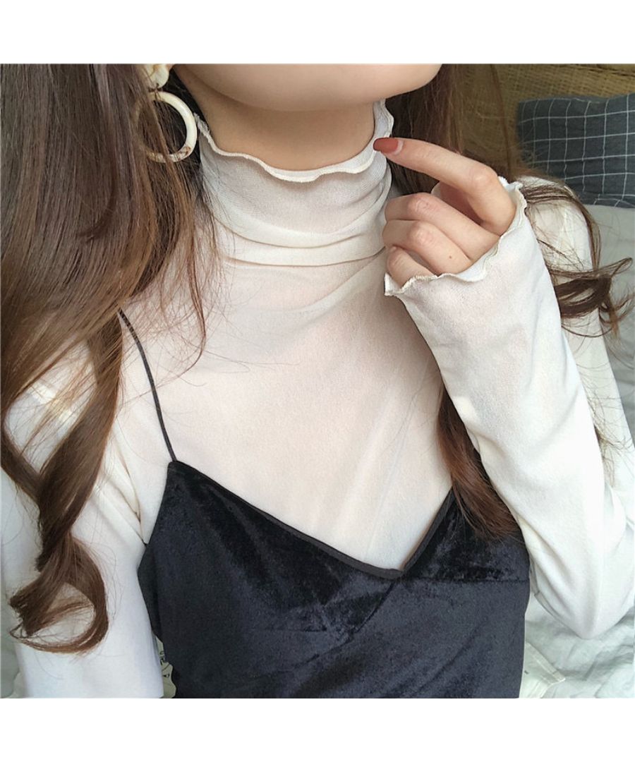 ベストストア Beststore トップス シアーブラウス 透け感タートル インナー シースルータートルネック シャツ フリルトップス シフォンブラウス レディース シアーシャツ ハイネック フ