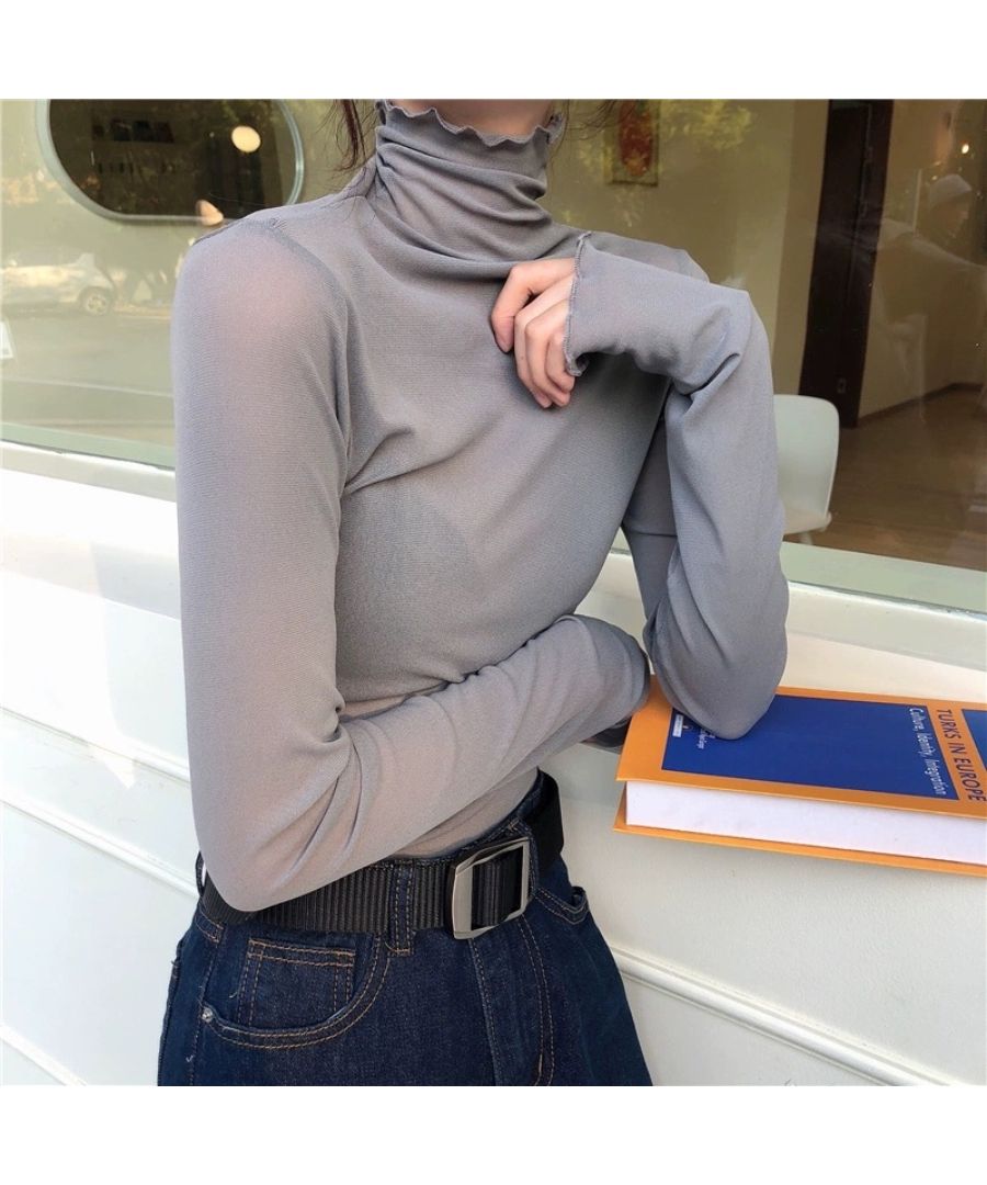 ベストストア Beststore トップス シアーブラウス 透け感タートル インナー シースルータートルネック シャツ フリルトップス シフォンブラウス レディース シアーシャツ ハイネック フ