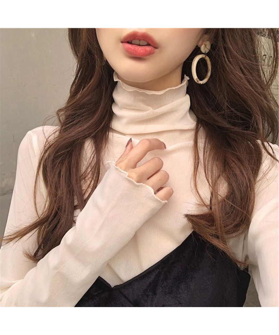 ベストストア Beststore トップス シアーブラウス 透け感タートル インナー シースルータートルネック シャツ フリルトップス シフォンブラウス レディース シアーシャツ ハイネック フ