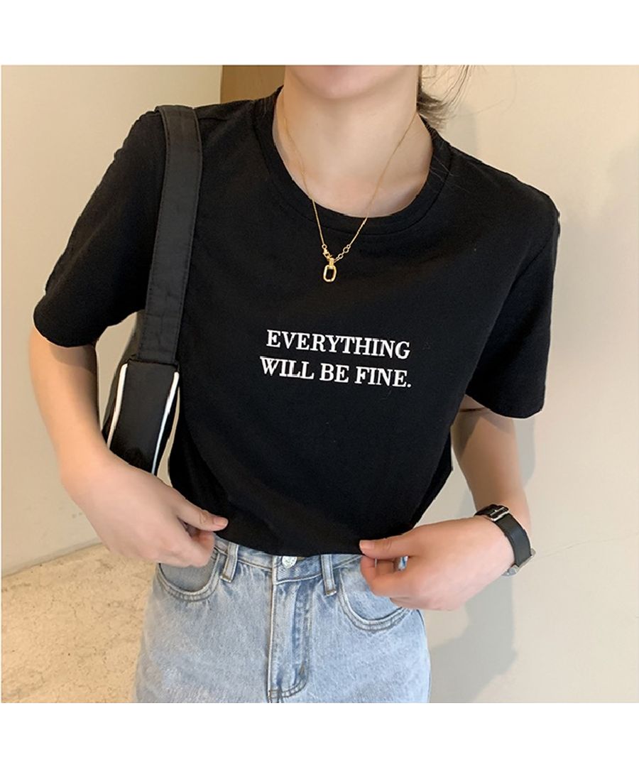 ベストストア Beststore カラーロゴプリントTシャツ トップス 韓国ファッション ゆったりシルエット シンプル カジュアル 夏服 半袖  カットソー 無地 コットン 楽ちん