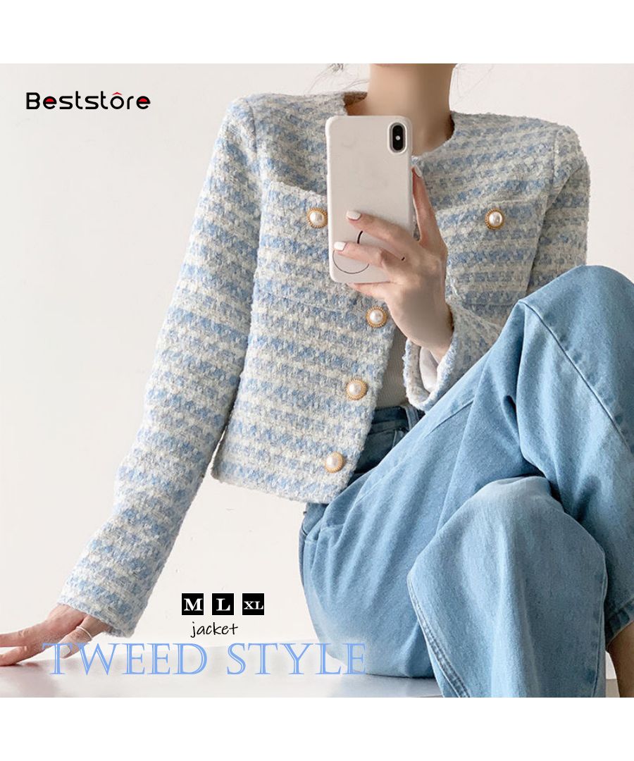 最佳商店 Beststore 針織風外套 春季服裝 夾克 韓國 上衣 長袖 西裝外套 無領 夾克 短版 金色鈕扣無領 入學典禮 畢業典禮 入園典禮 大