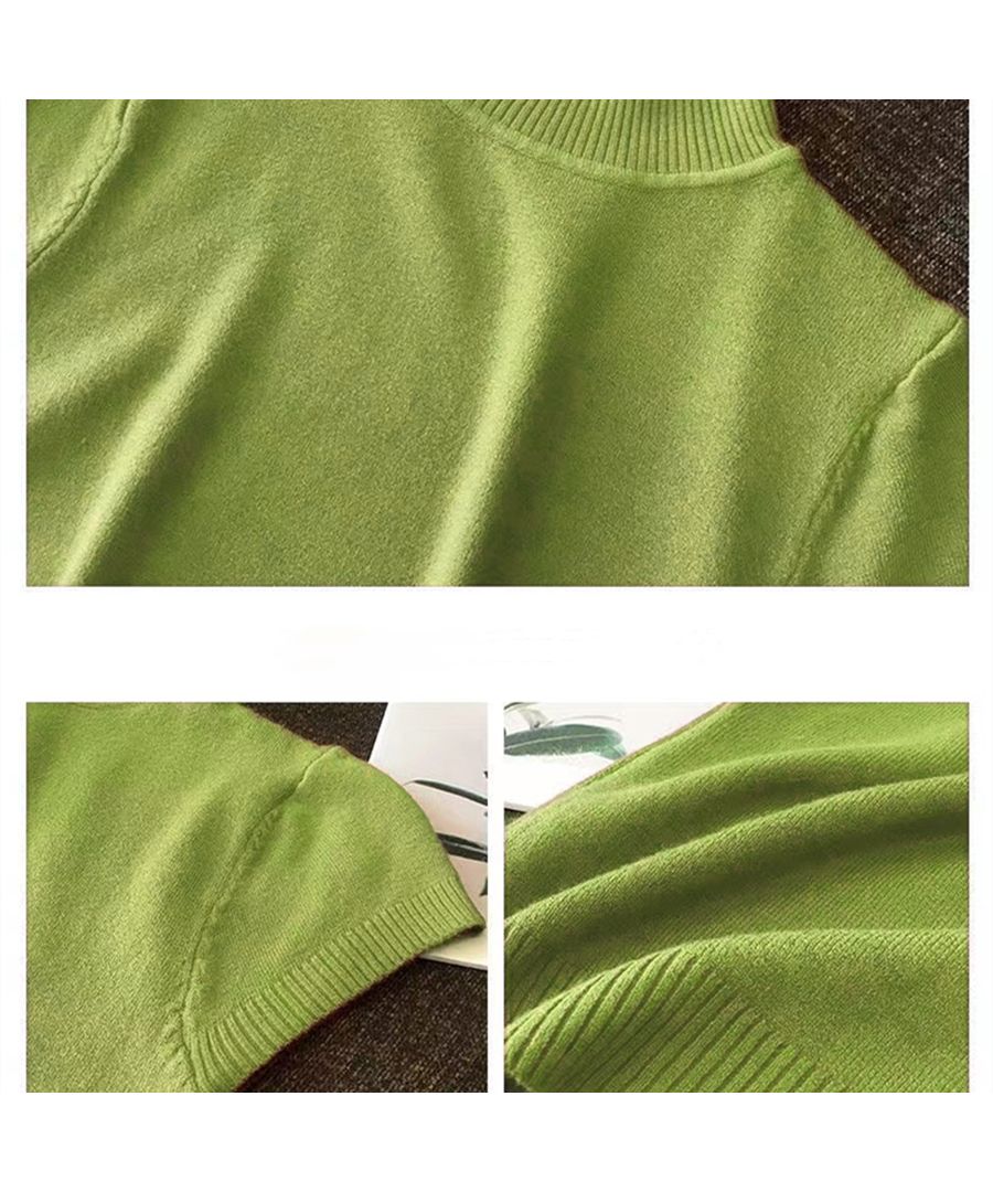 ベストストア Beststore さらっとした肌ざわり サマーニット ハーフタートルネック 半袖リブニット レディーストップス オフィスカジュアル スタンドネック 韓国ファッションニット Tシャ