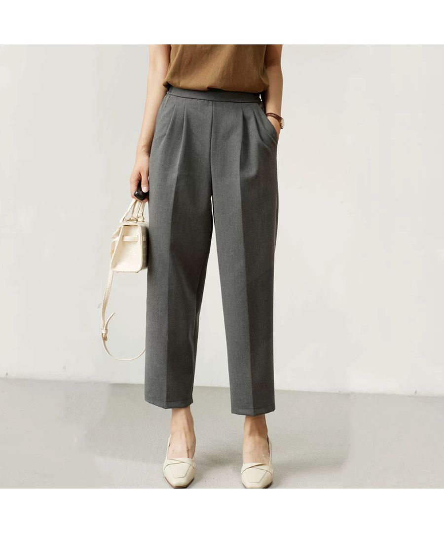 Beststore Stretch Center Press Tapered Pants Neat Office Casual Waist Elastic Lux Pants Beautiful Legs Pants Be-Gee Estel Seekers Pants