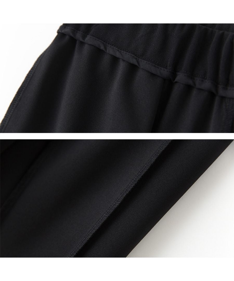 ベストストア Beststore フレアスリット パンツ ワイドパンツ 春 夏 秋 レディース韓国 ワッフルセミ フレアパンツ センタースリット ハイウエスト ゴム仕様 ロング パンツ フロント