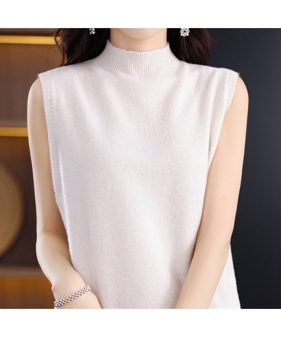 ベストストア Beststore ノースリーブ ニット サマーニット トップス ハイネック ノースリーブ 無地 韓国 タンクトップ 半袖 夏服 新作 オフィス カジュアル ニットソー きれいめ  （グレー） グレー