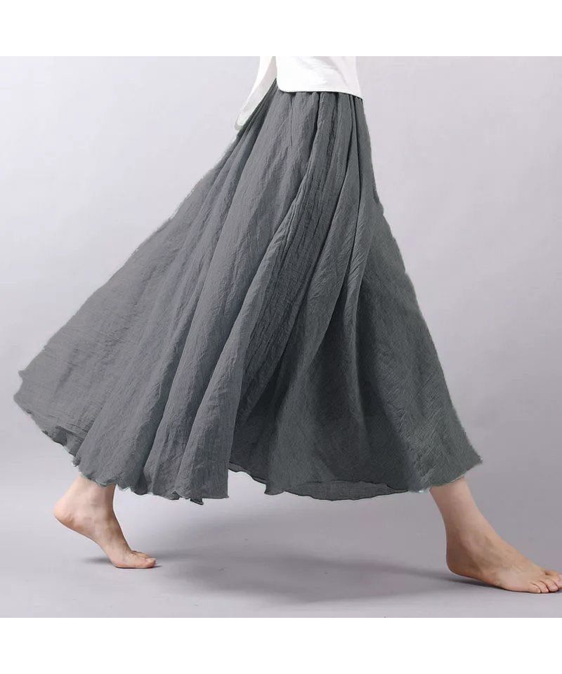 ベストストア Beststore リネンタッチフレアスカート ロングスカート ウエストゴム入り お洒落でこなれ感 きれいめ 麻混スカート 綿麻 Aライン ボトムス マキシスカート ひざ丈スカート