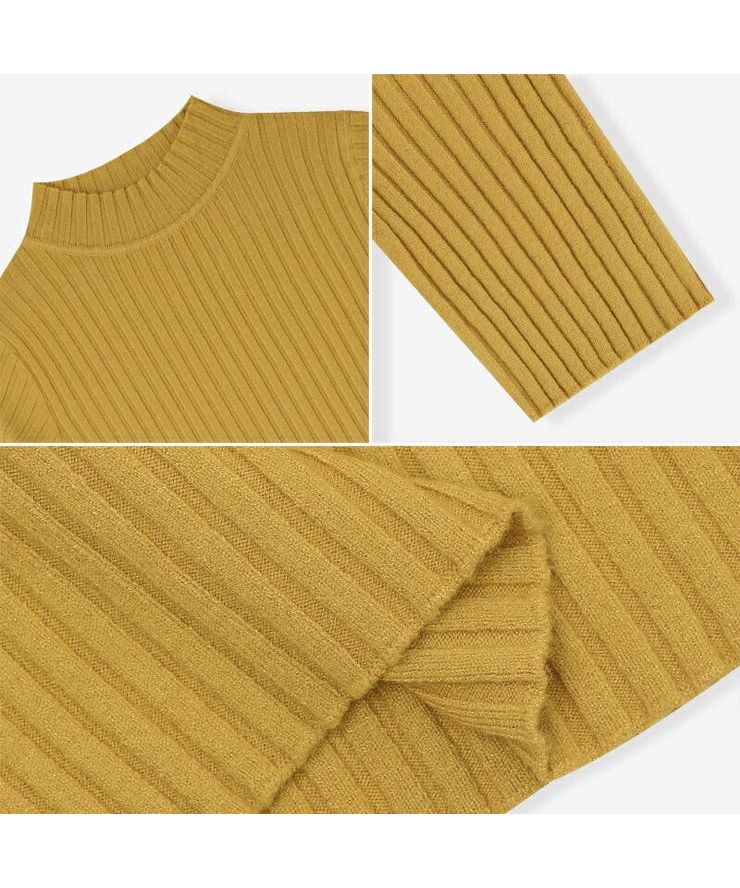 ベストストア Beststore トップス サマーニット ハイネック リブニット カットソー 夏服 レディース 五分袖 ニット プチハイネック 襟 フィット タイト 細見え 半袖 アクリル やわ