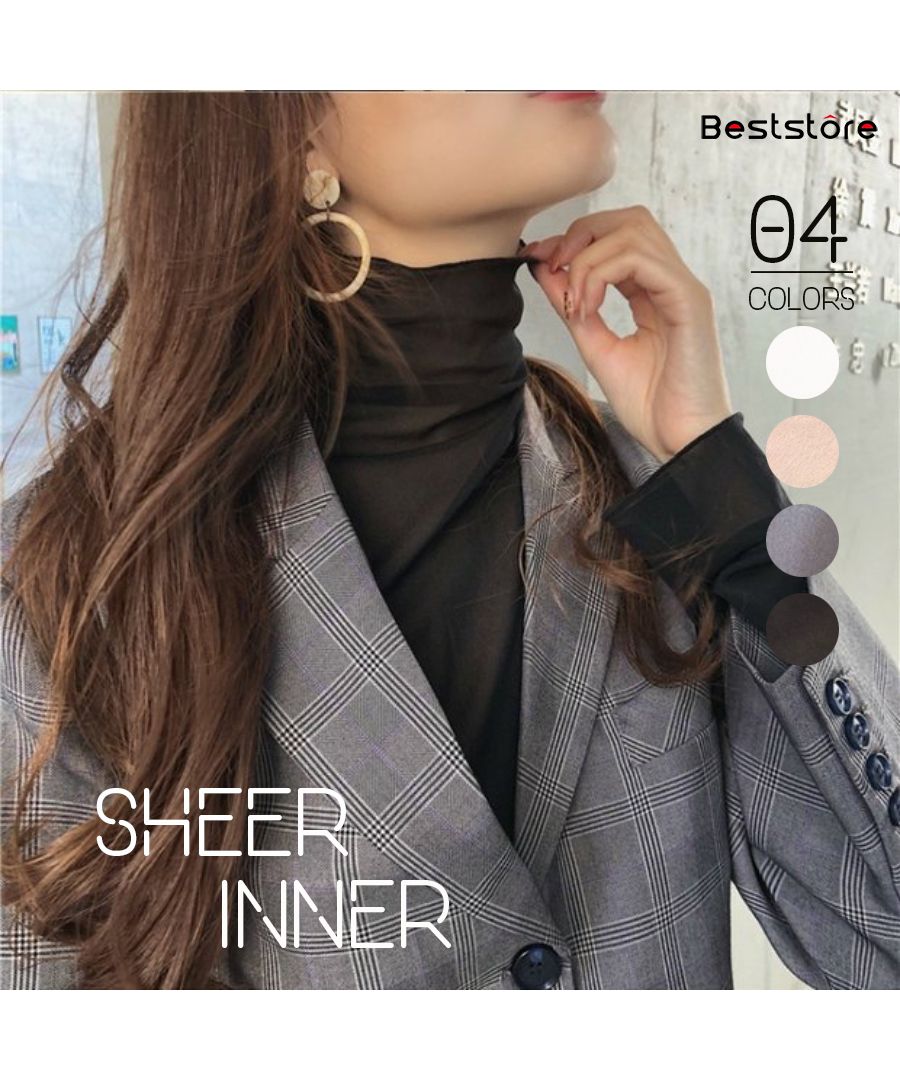 ベストストア Beststore トップス シアーブラウス 透け感タートル インナー シースルータートルネック シャツ フリルトップス シフォンブラウス レディース シアーシャツ ハイネック フ