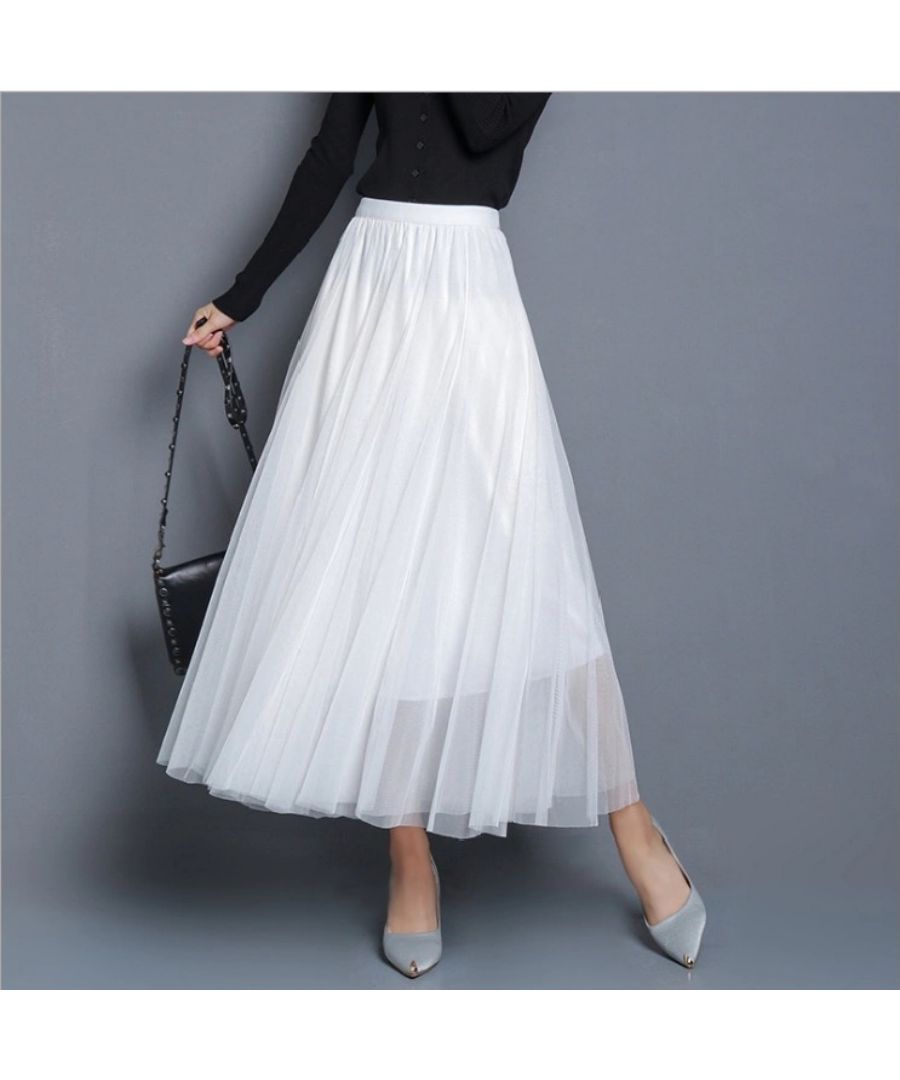 ベストストア Beststore チュールスカート ロング チュールスカート マキシ マキシスカート ウエストゴム ふわっとチュール 春 夏 秋 裏地あり フレアスカート 配色 膝丈 無地 ロン （ホワイト） ホワイト