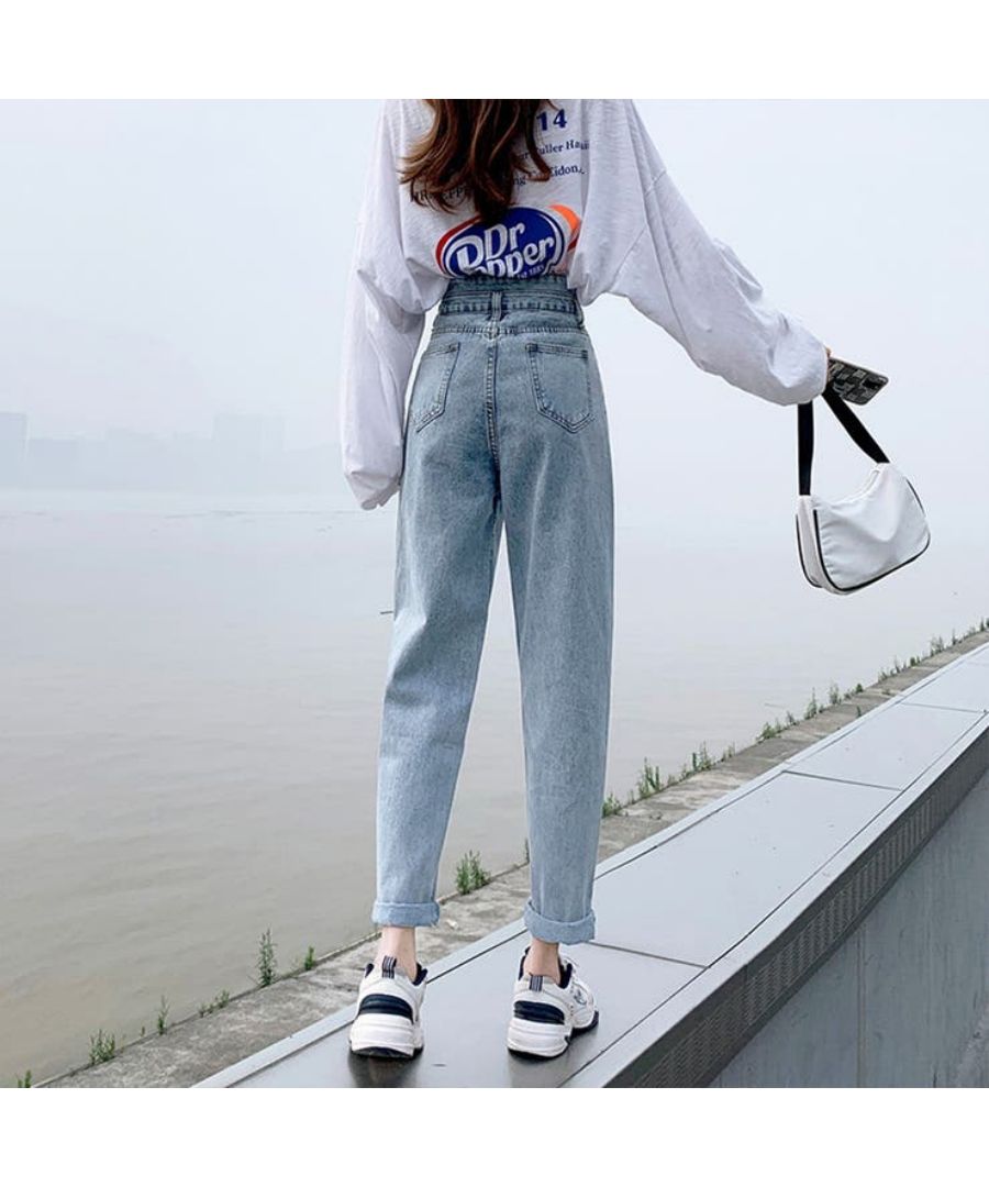 最佳商店 Beststore 高腰分層牛仔修身褲 底褲 成人美腿 韓國 分層風 牛仔 直筒牛仔褲 捲邊 牛仔褲 修身底褲