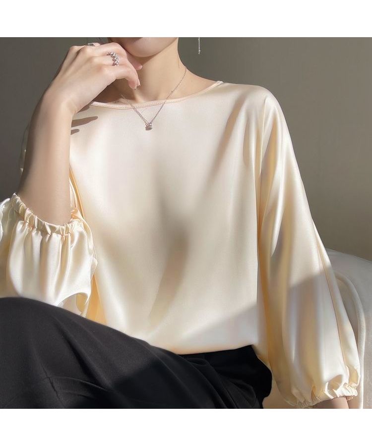 Beststore Tops Shirt Blouse Long Sleeve Women's Spring Summer Autumn V-Neck Scarf Tie Blouse Office Casual Flowing Shirt Commuting Long Sleeve Shirt Blouse 30s 40s Korean
